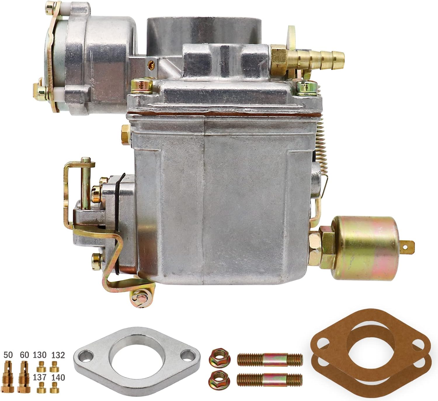 39 Pict 3 Carburetor for VW Beetles Super Beetles 1971-1979 Dual Port 1600Cc VW Carb for Volkswagen Bug Beetle Carburetor Squareback Transporter Automatic Choke, SOLEX 39MM 113129031K image number 1