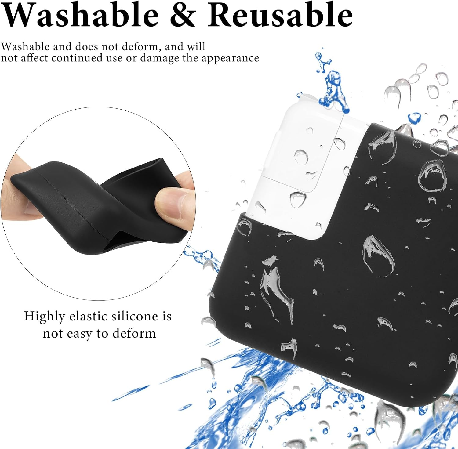 Geekria VR Charger Cover Compatible with Apple Vision Pro, Soft Silicone Protector Shell, Power Adapter Protective Sleeve, Shockproof & Anti-Scratch Battery Storage Accessories (Black) image number 1