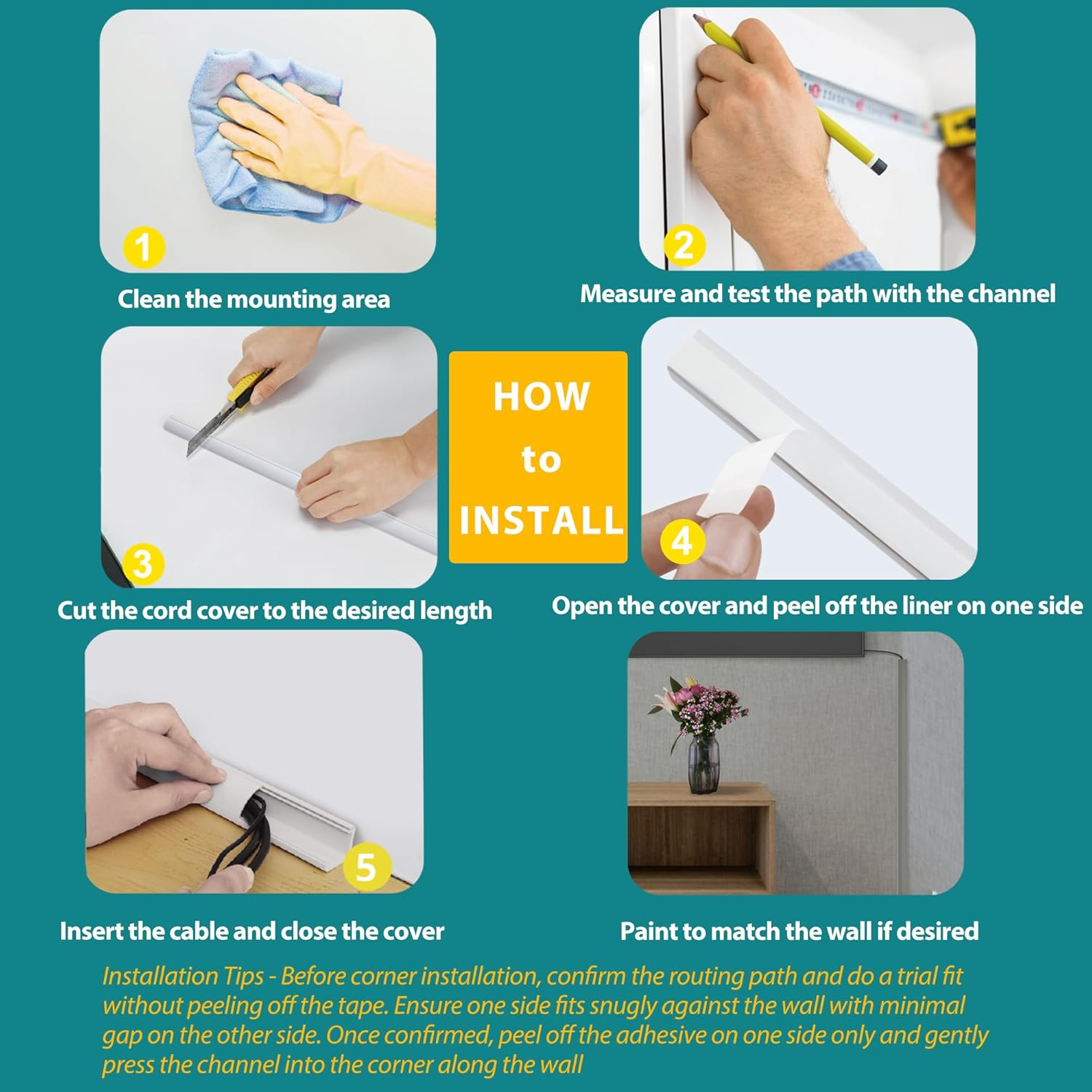 85In Corner Cord Hider, Large Capacity Wire Covers for Cords, Cord Concealer Paintable Corner Cord Cover, Quarter round Cable Raceway for Wall, Floor, Baseboard, Ceiling, 5 X L 17In, Beige image number 2