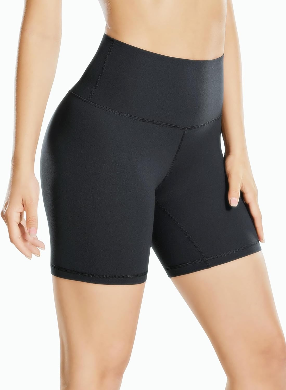 Fisoew Womens Biker Shorts High Waisted Booty Gym Yoga Scrunch Butt Lifting Stretchy Basic Workout Shorts