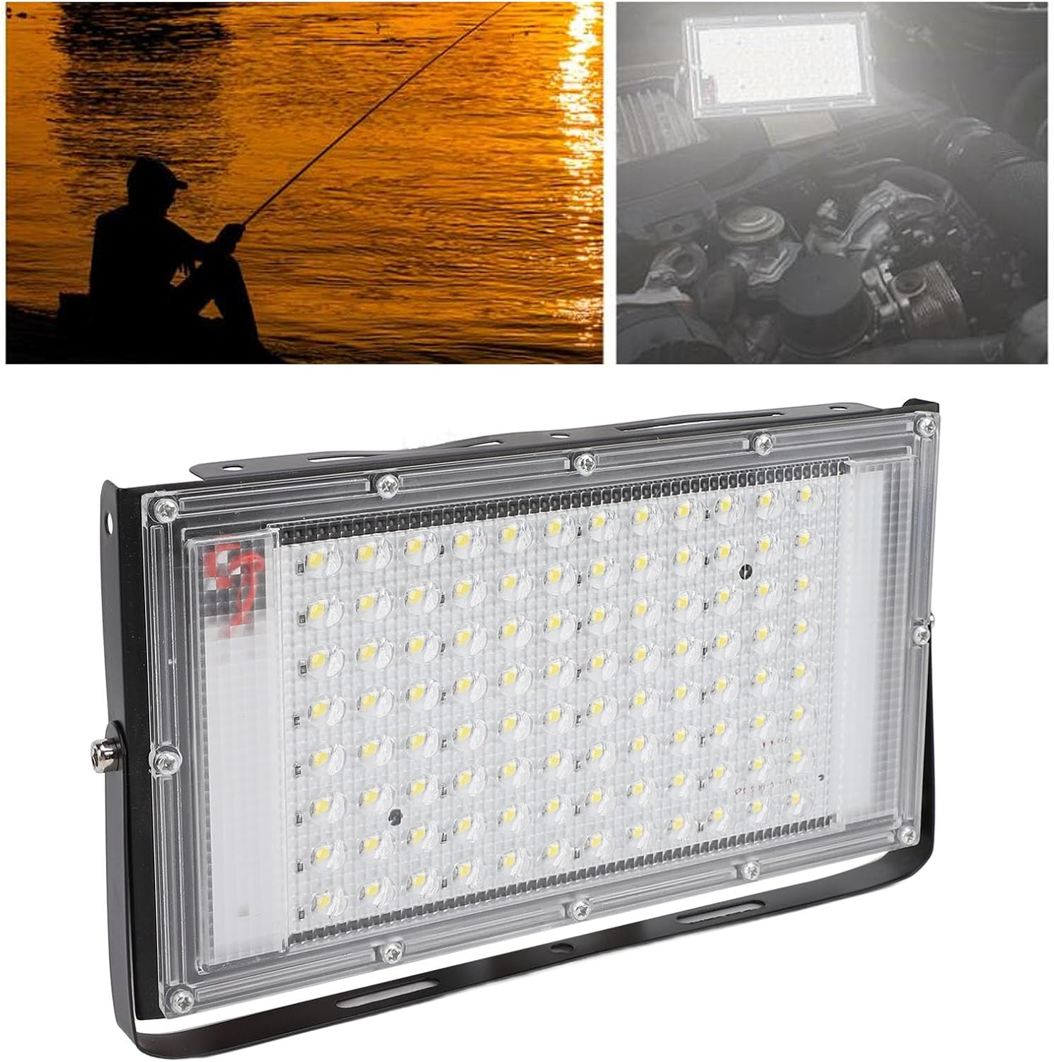 Flood Lights Outdoor, 100W LED Floodlight Outdoor Lights Work Lights Portable Outdoor Security Lights with Battery Alligator Clip for Fishing Hiking Car Repairing Emergency DC 12V image number 6