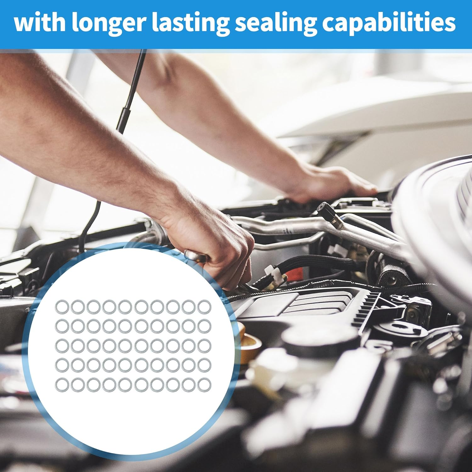 X AUTOHAUX 50Pcs Engine Oil Crush Washers Drain Plug Gaskets 12Mm ID. 19.7Mm OD. for Car image number 5