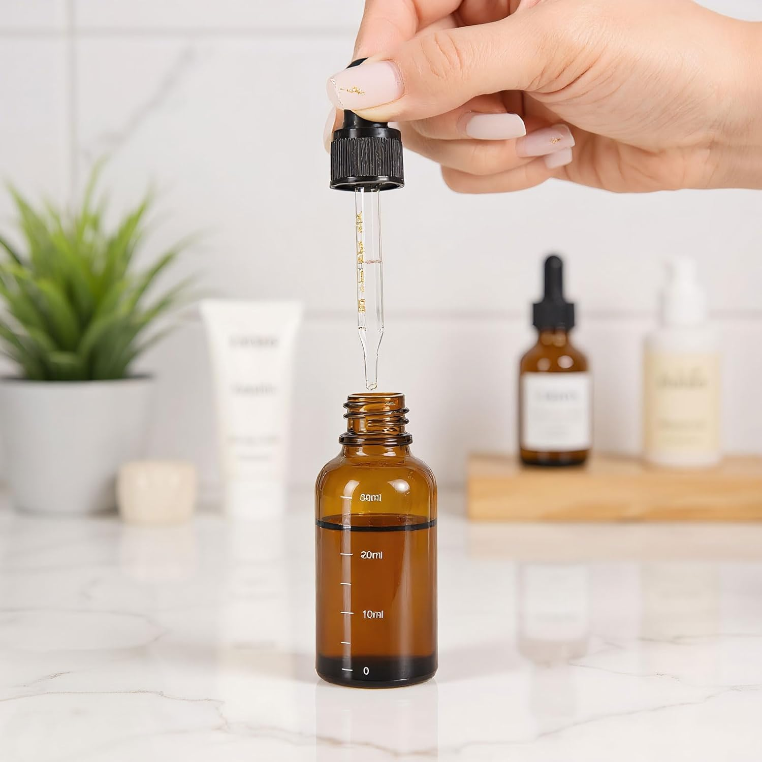 Glass Dropper Bottles 2 Pcs 100Ml Amber Refillable Dropper Bottle with Measured Eye Dropper for Essential Oils Perfume Travel Storage Leralsta image number 2