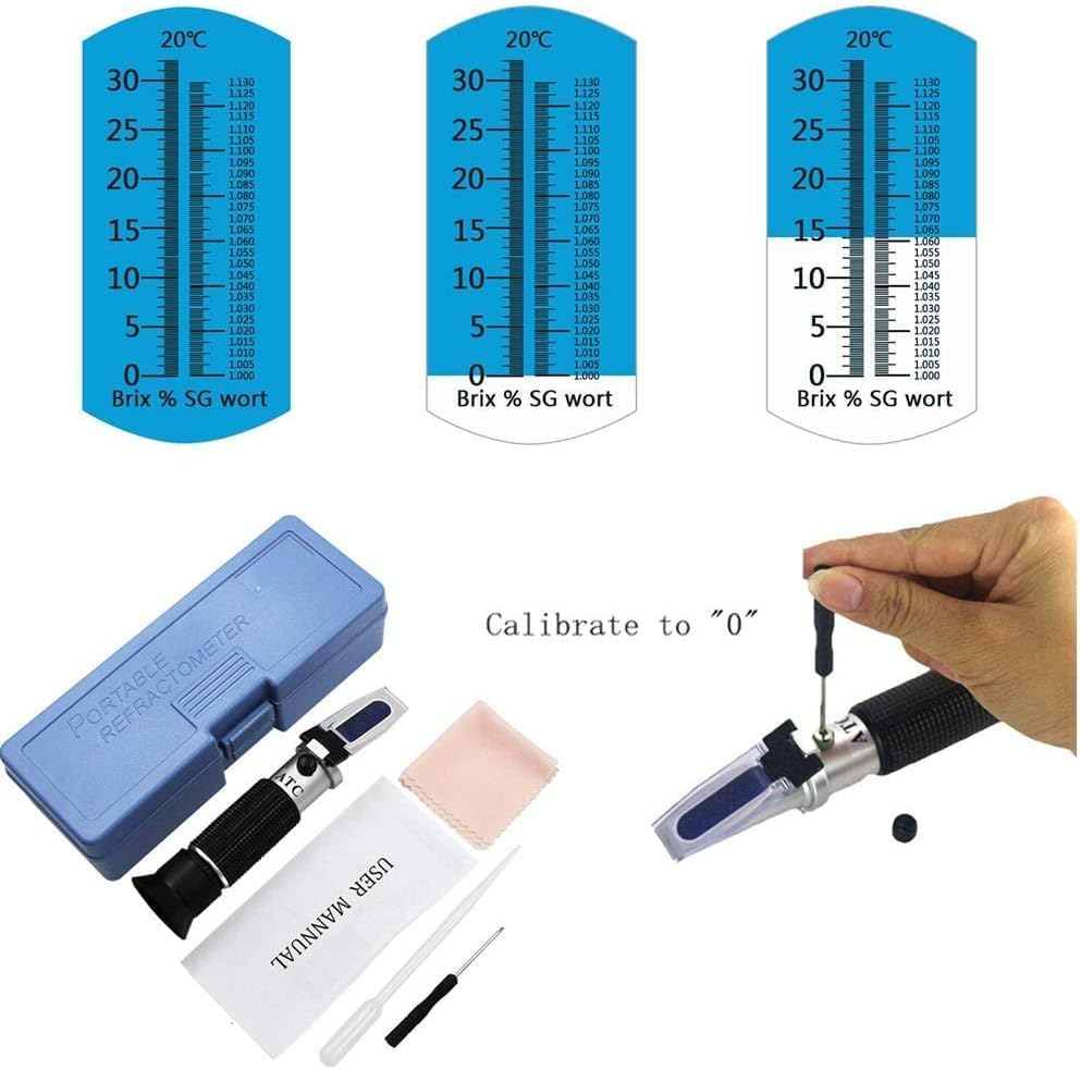 Brix Refractometer with Atc,Digital Handheld Refractometer for Beer Wine Brewing, Dual Scale-Specific Gravity 1.000-1.130 and Brix 0-32%