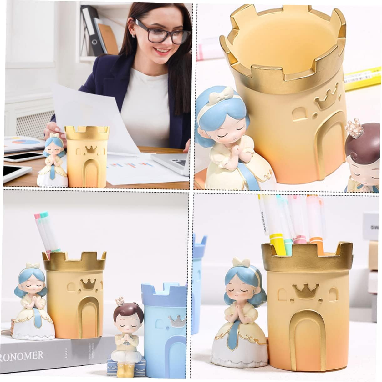 BCOATH Cartoon Figure Resin Pen Holder Unique Desk Organizer for Pens Pencils and Office Supplies Adorable Home Decor for Boys and Girls and Adults Multipurpose Storage Bucket