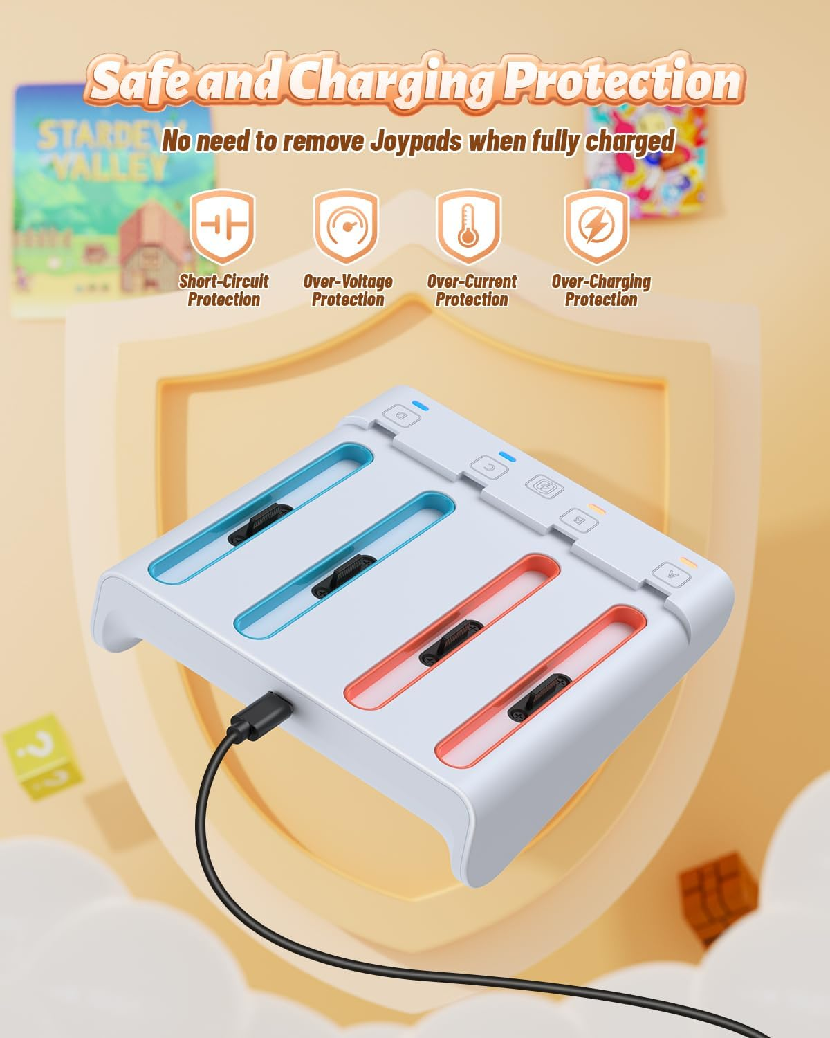 Kinwin Charging Dock for Nintendo Switch 2/1/OLED for Joy-Con, Magnetic Charger Station for Joycon 2, Stand Accessory for Switch 2/1/OLED image number 6