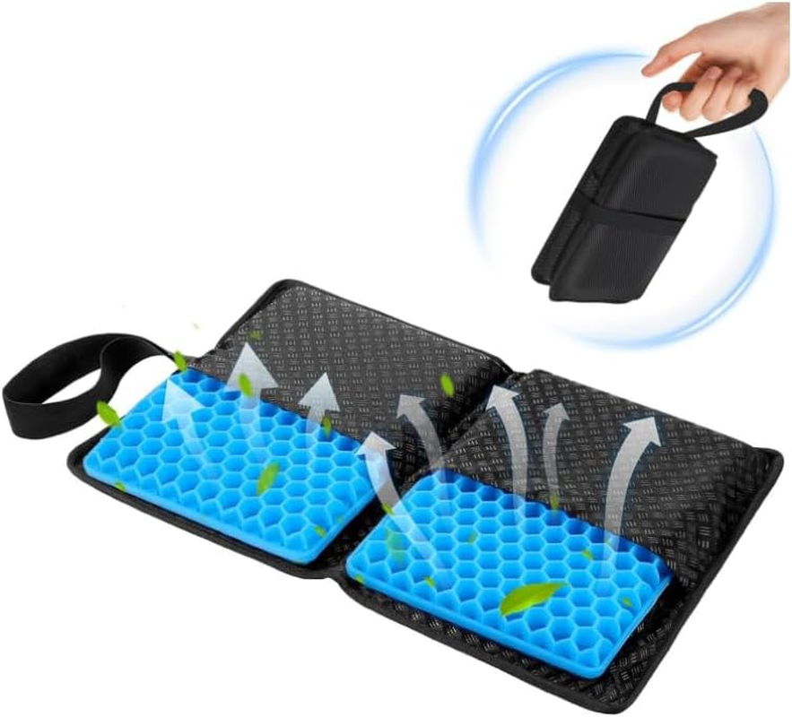 Travel Essentials Gel Seat Cushion-Foldable Pressure Relief Cushion with Breathable Honeycomb Design | Portable Car & Office Seat Pad | Non-Slip Train,Wheelchair (Cool & Comfortable) image number 1