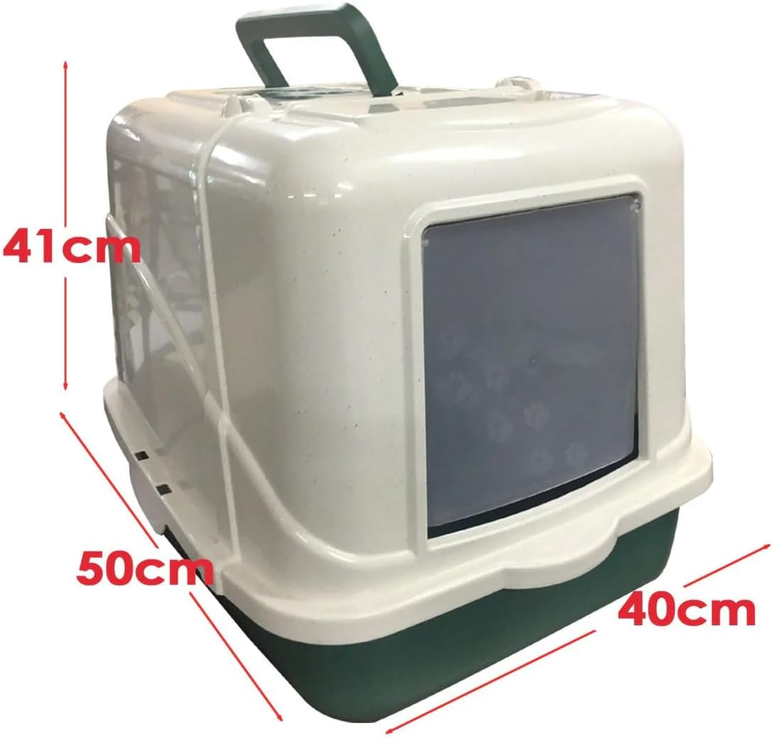 Front Open Hooded Portable Cat Toilet Box Litter Tray House with Handle Scoop image number 1