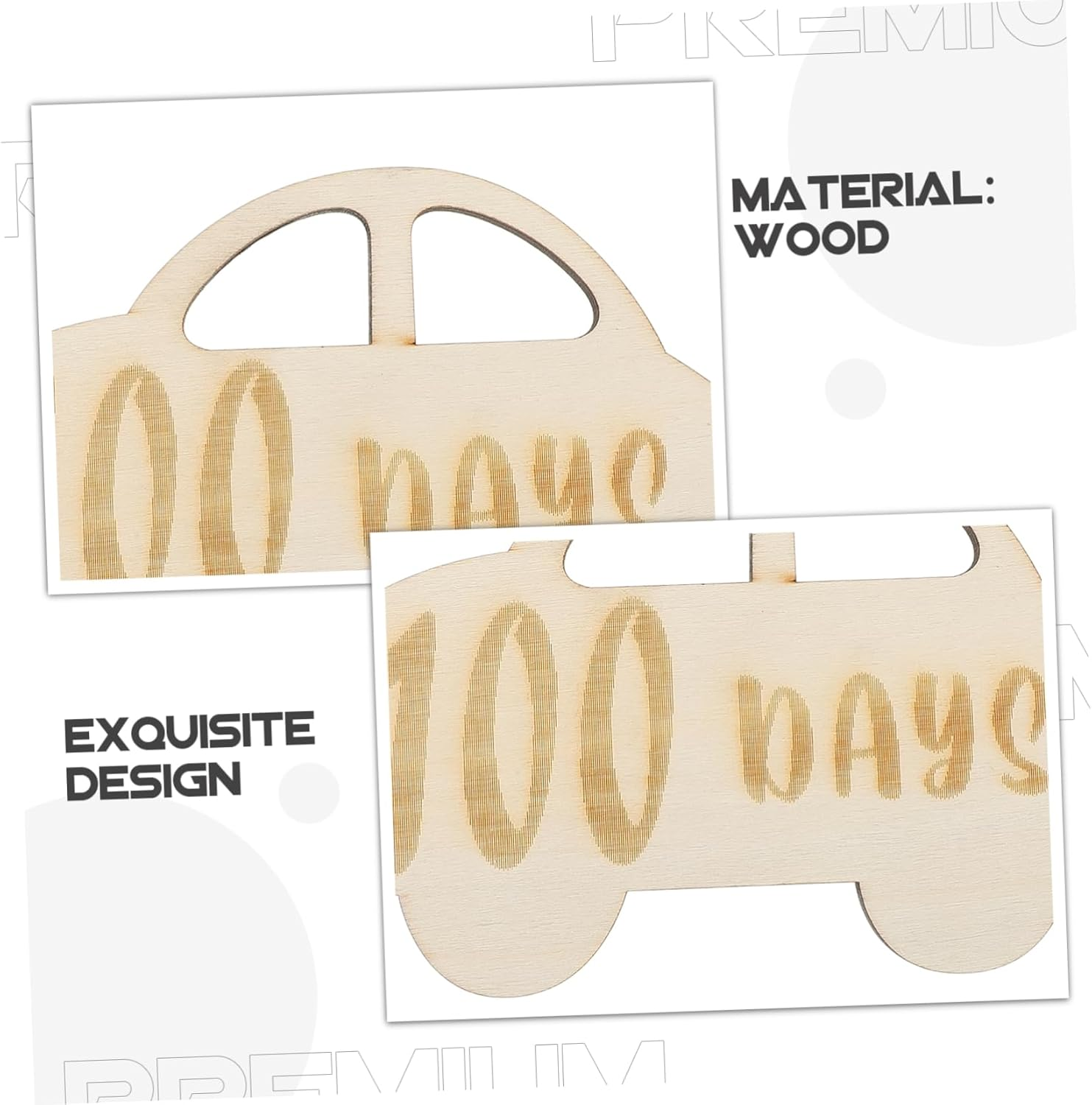 SHINEOFI Wooden Milestone Card Days Newborn Growth Marker Natural Wood Material Decorative Photo Prop for Development Celebration image number 4