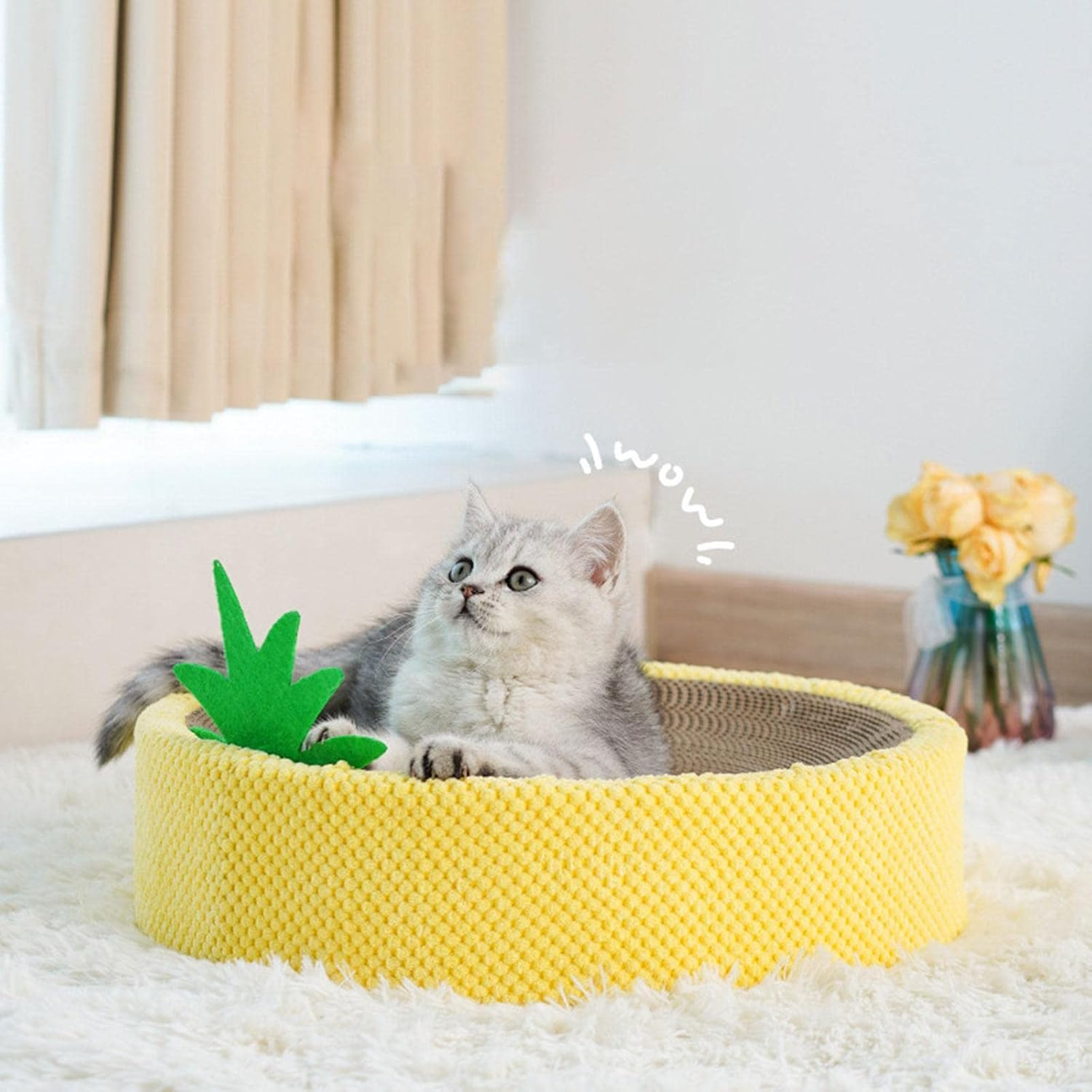 Cat Scratching Pad Scratch Board 41X10Cm round Corrugated Material for Indoor Cats Wear Resistant Cat Toys Kitten Sleeping Nest image number 1