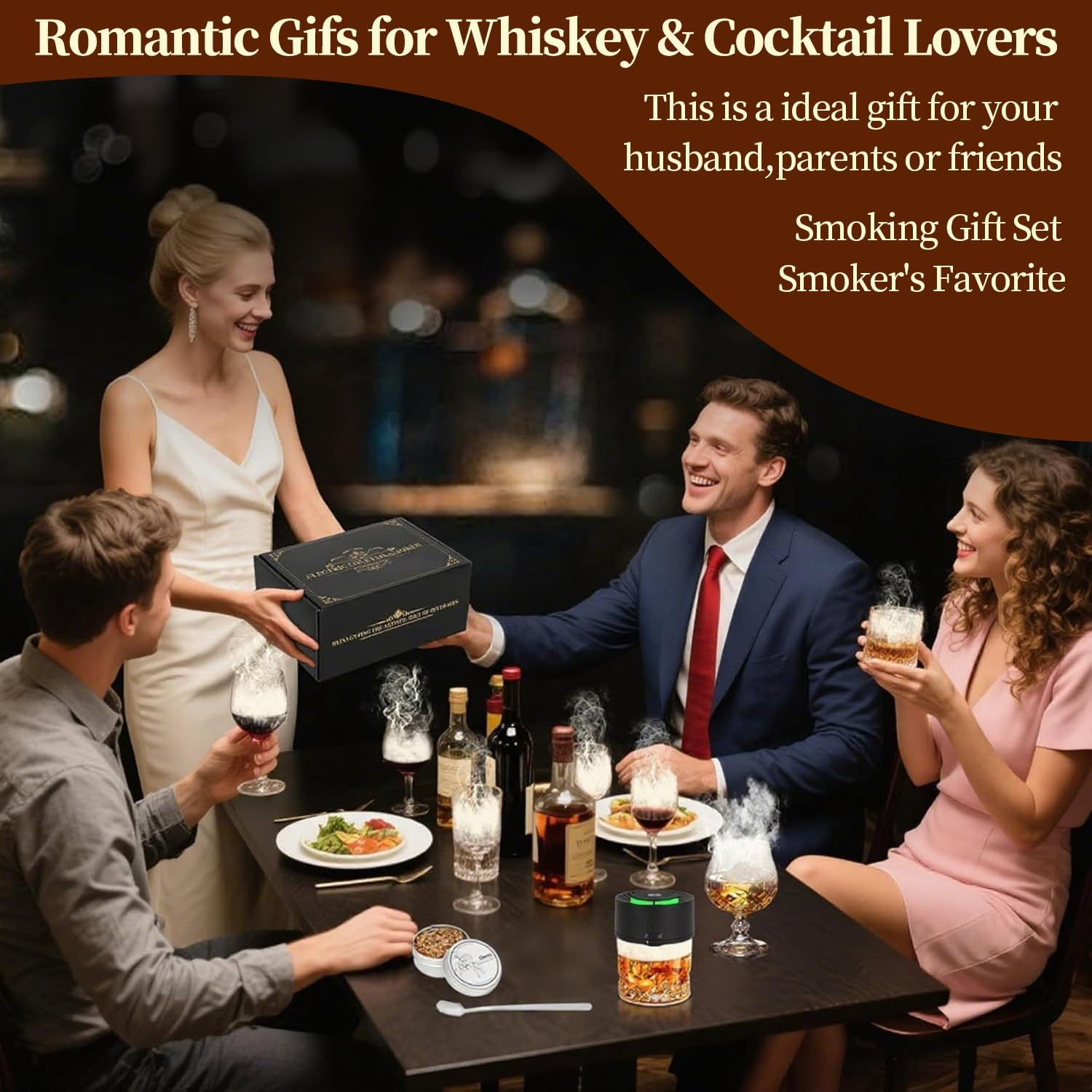 Electric Whiskey Smoker Kit, Rechargeable Built-In Lighter & LED Light, No Butane Needed, 6 Flavored Wood Chips for Cocktails & Old Fashioned Drink, Bourbon Whiskey Gifts for Men Husband Dad image number 5