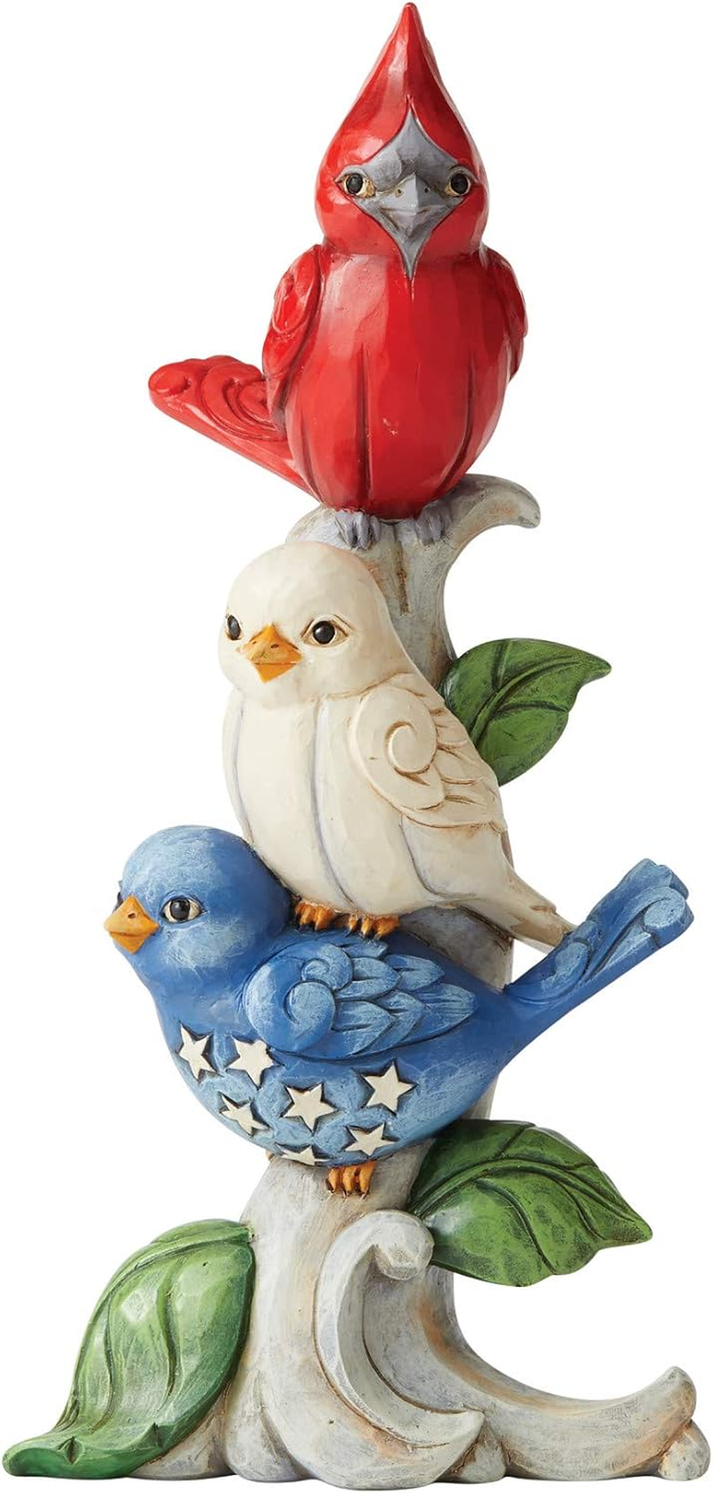 Enesco Jim Shore Heartwood Creek Patriotic Stacked Birds Figurine, 7.72", Multicolor