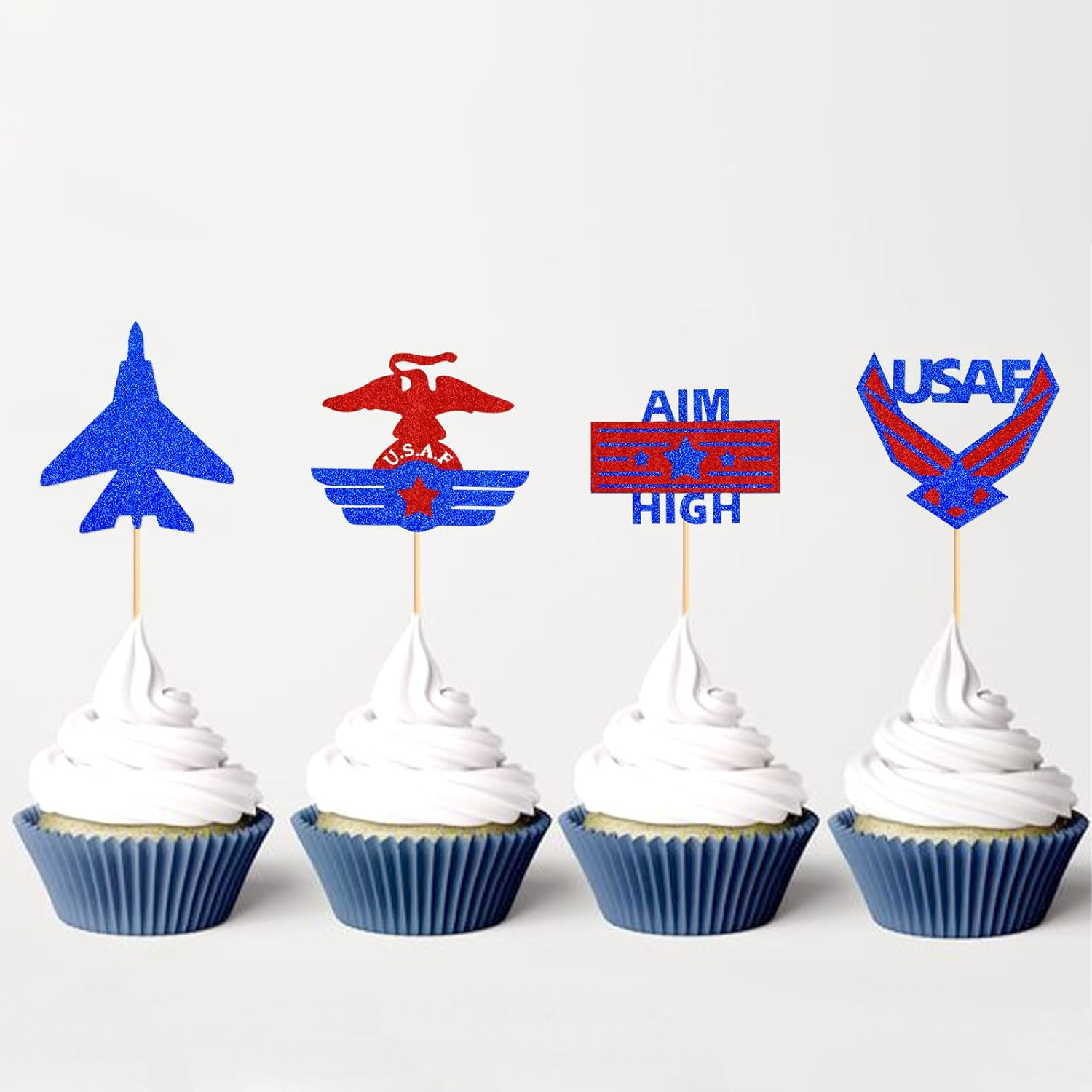 24PCS Military Themed Cupcake Toppers Navy Military Retired Cupcake Picks Navy Bound Themed Cupcake Decorations Retirement Army Birthday Party Cake Decorations Supplies image number 2