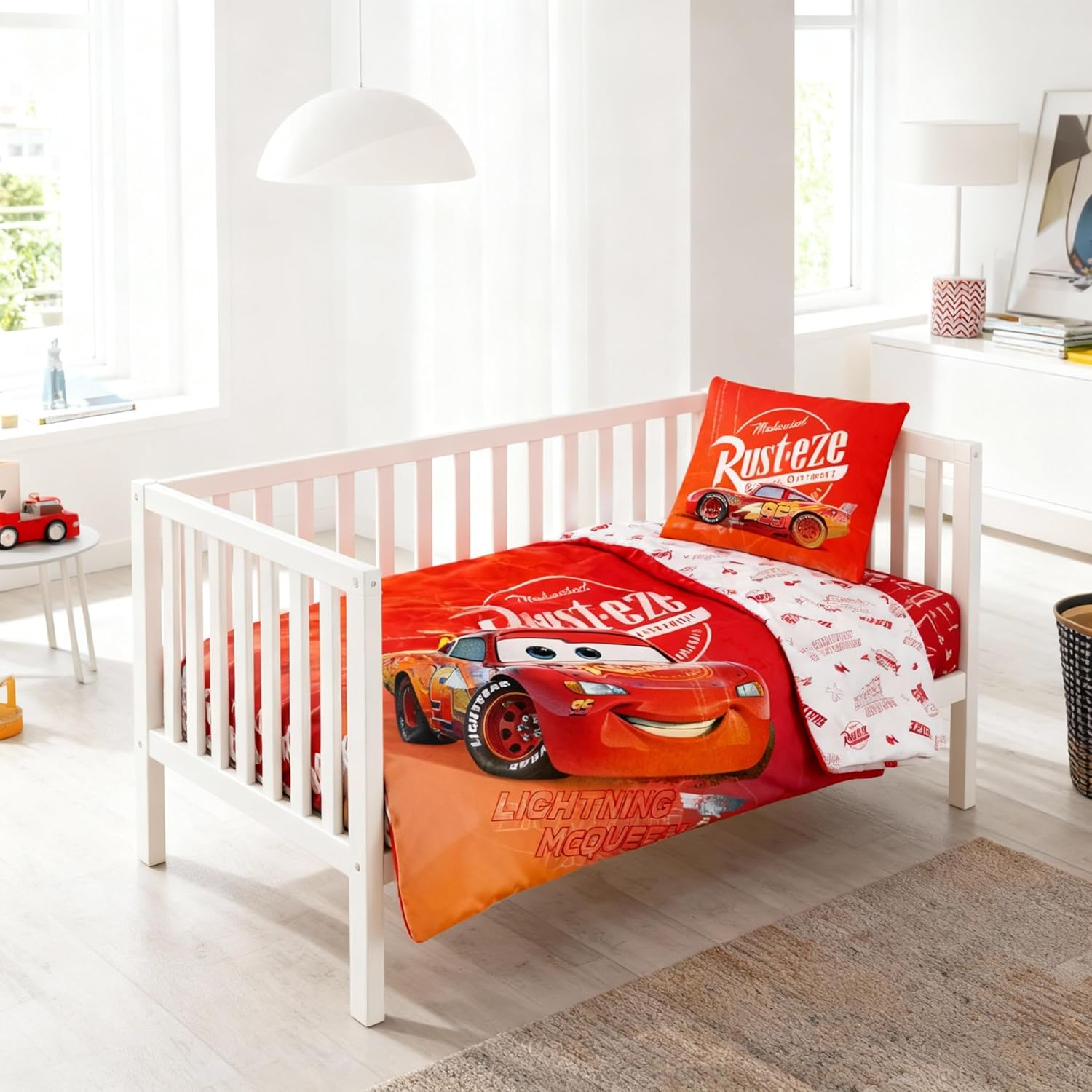 Disney Cars Junior Bed Linen Set, 100 X 135 Cm Duvet Cover & 40 X 60 Cm Pillowcase, 100% Cotton, Soft, Breathable Lightning Mcqueen Children'S Bedding Set for Toddlers image number 6