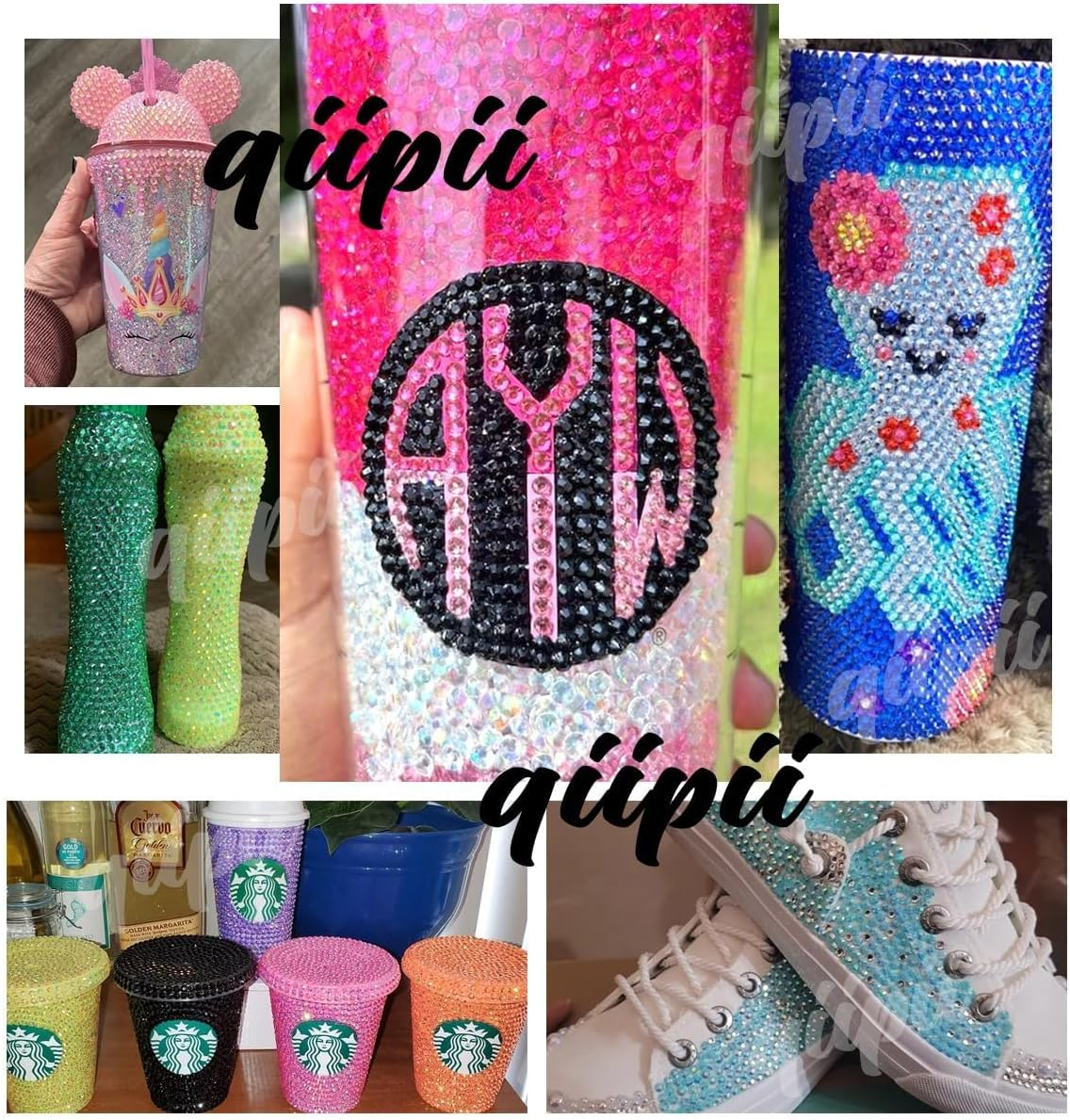 Qiipii - 3Mm 4Mm 5Mm Pure Black Resin Rhinestones for Crafts Flat Dark Black Jelly Stones Bulk SS10 SS16 SS20 Diamonds No Hot Fix Gem image number 5