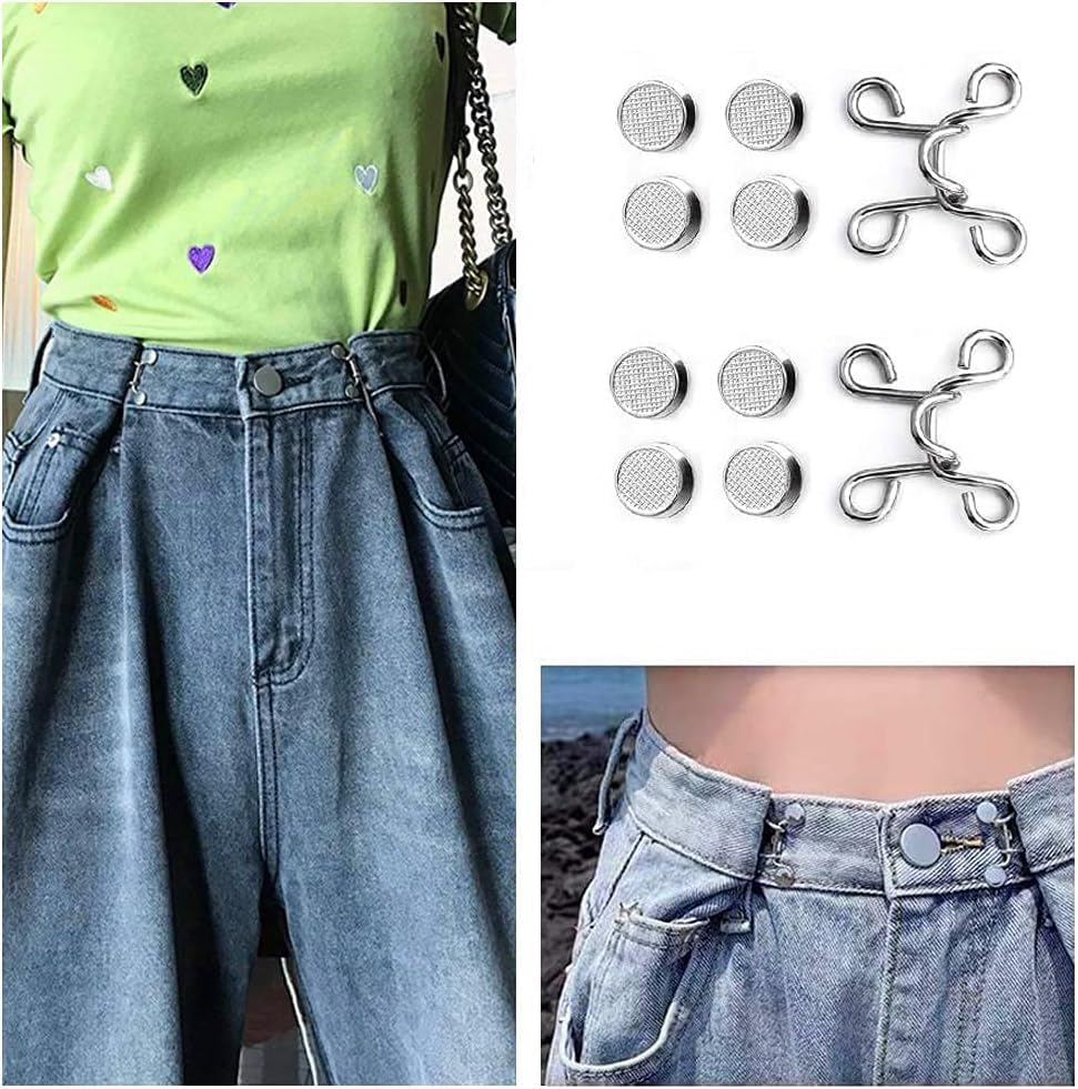 Betterjonny 6 Sets Adjustable Waist Buckle Extender, Replacement Button for Pants, Jeans Perfect Fit Instant Adjustment image number 4