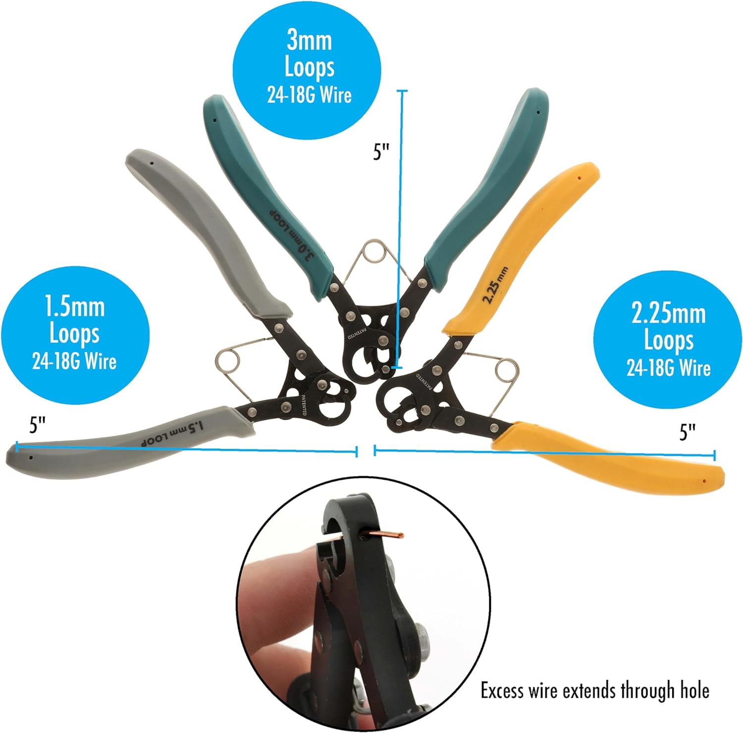 3 Pack 1 Step Eye Pin Looper Pliers Make Eye Pins in 1.5, 2.5 & 3 Mm Size image number 2