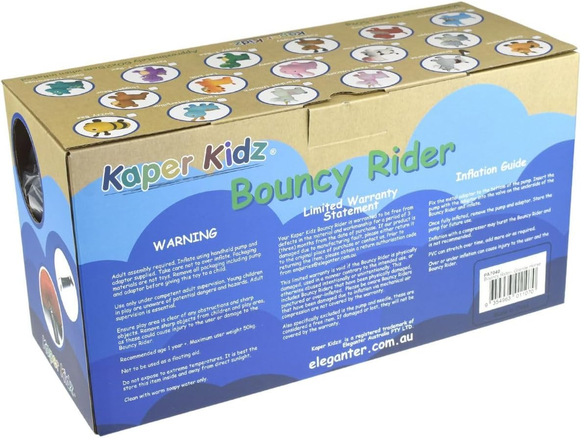 Kaper Kidz Bouncy Rider Pink Pearl the Unicorn &ndash; Inflatable Ride-On Toy for Kids up to 50Kg, Ages 12 Months+ with Hand Pump Included image number 4