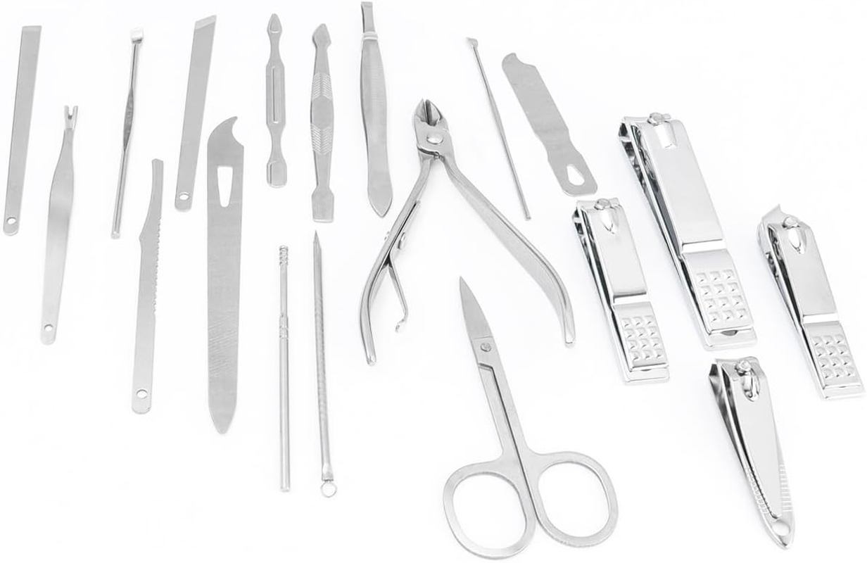 Wolfride 19Pcs Manicure Set Nail Clippers Pedicure Kit with Black Leather Case, Carbon Steel Professional Grooming Kit Nail Care Tools + Nail Rhinestones 1 Pack image number 4