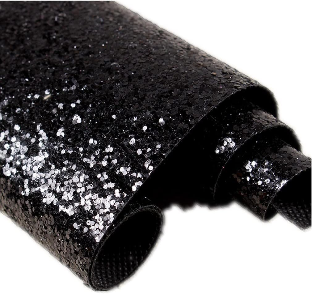 DHHOUSE Self Adhesive Black Chunky Glitter Wallpaper, Sparkle Glitter Wallpaper for Wall (17.4In X 16.4Ft, Black)