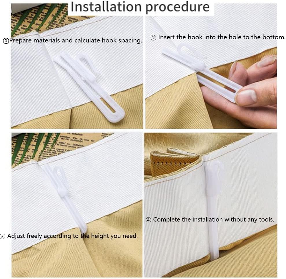 Kuasting 30 Pcs Adjustable Curtain Hooks Plastic Toughness Depth Pinch Pleat Drapery Hooks for Pleated Drapes Shower Curtain Hooks(70Mm) image number 4