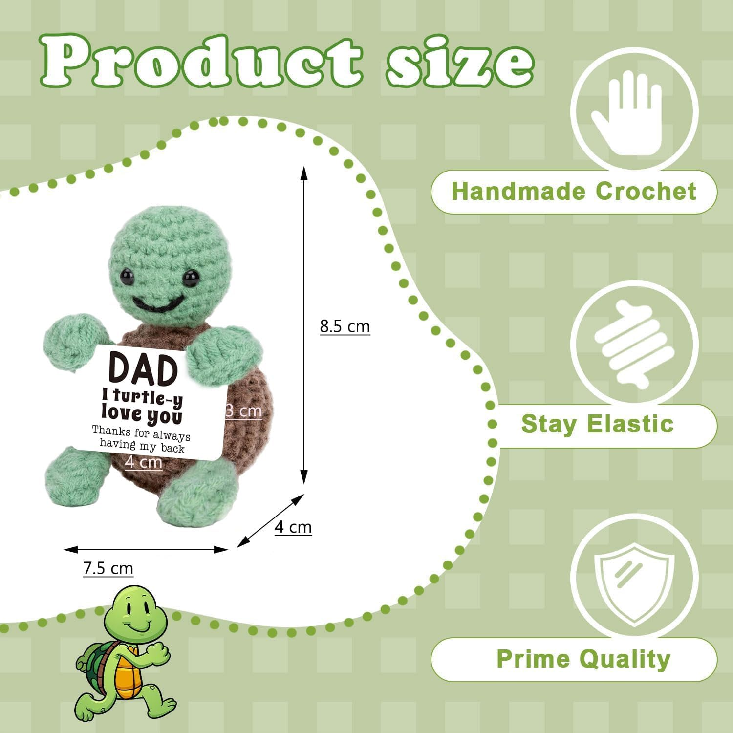 Handmade Crochet Mini Funny Turtle Birthday Gifts Fathers Day, Papa, Father in Law, Step Papa Father, Funny I Love You Dad Present Emotional Cute D&eacute;cor image number 1