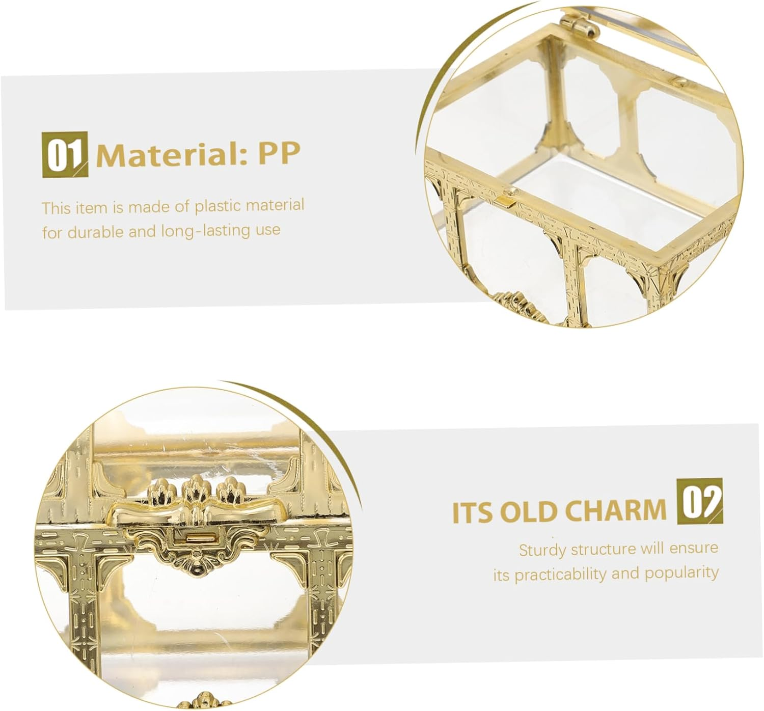 2Pcs Plastic Treasure Chest Jewelry Organiser Box Crystal Gem Storage for Wedding image number 4