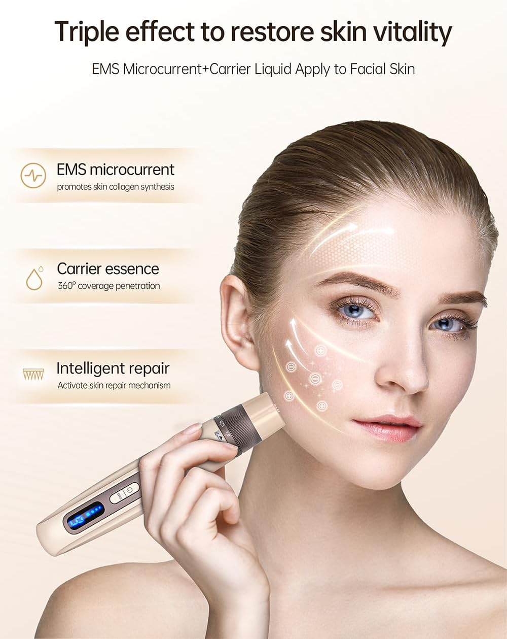 Hydra Pen H5 Professional Skin Renewal Device with EMS Microcurrent & Auto Serum Infusion, Wireless LED Beauty Tool for Facial Revitalization, Appearance Refinement and Hair Care Support - Golden image number 5