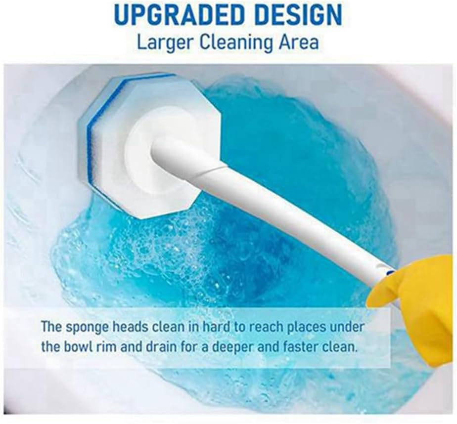 Bjworeye 60 Counts Upgraded Toilet Brush Wand Disposable Toilet Cleaning Wand Refills Bowl Scrubbers Heads Easy to Use image number 2