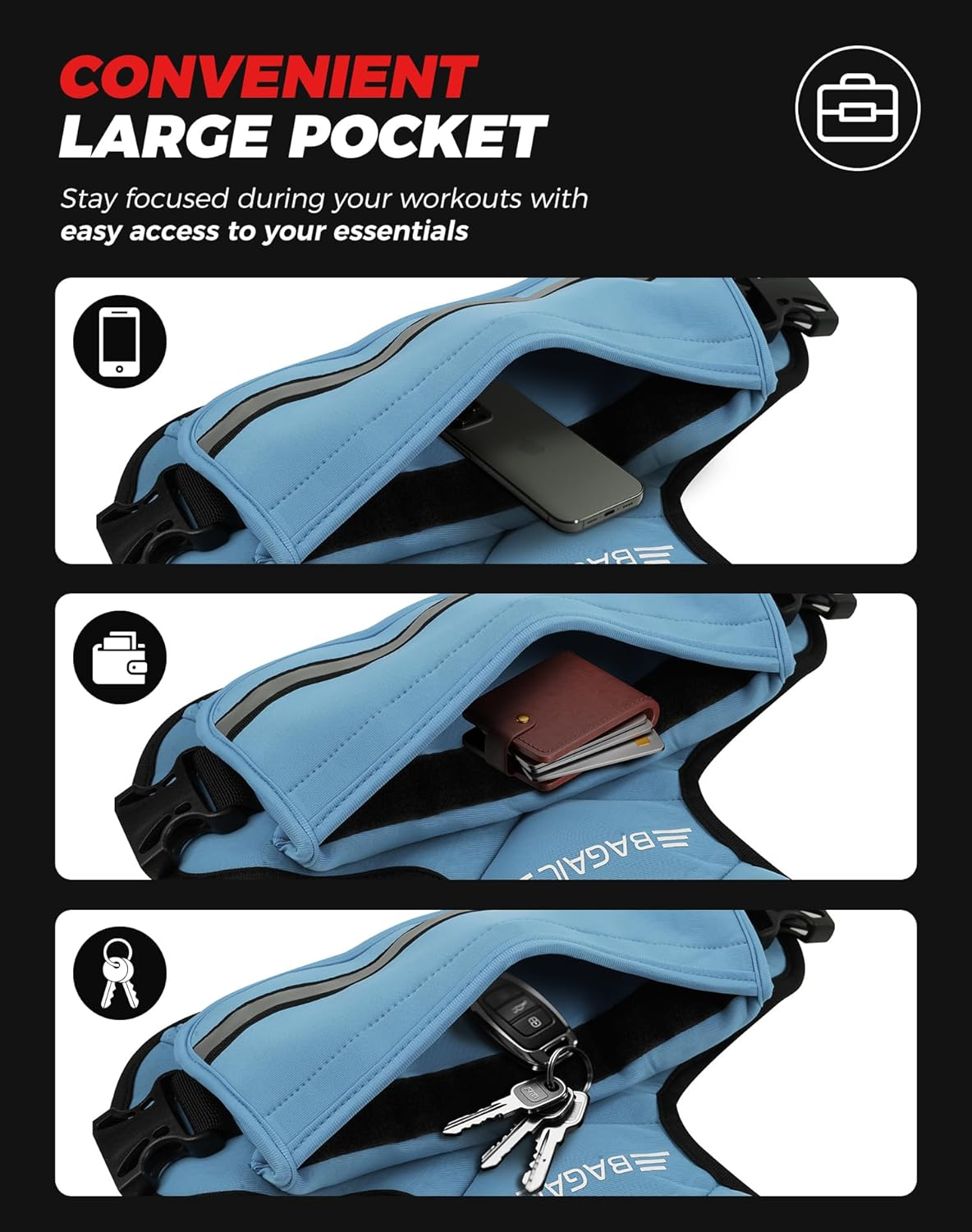 BAGAIL Adjustable Weighted Vest 4-10Lb, Removable Iron Sand Bags, Adjustable Bust Size, Heavy Duty Fitness Vest for Man Woman, Ideal for Gym Workouts and Aerobic Exercises image number 3