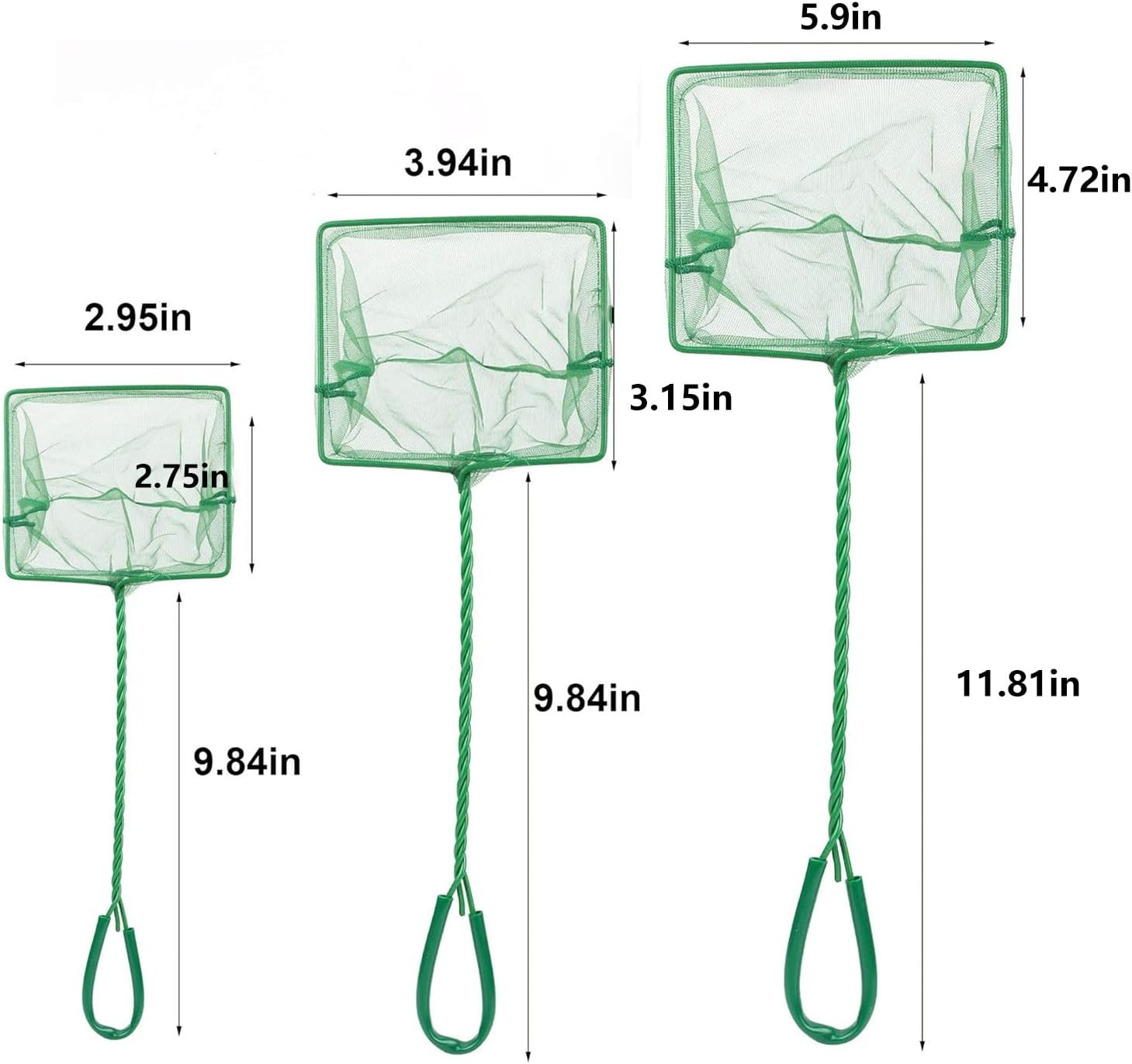 3-Piece Aquarium Fish Net Set - Soft Nylon Mesh, Lightweight Durable Design, Various Sizes - Ideal for Fish Tank Cleaning and Small Fish, Compatible with Delicate Aquatic Pets - Brand Unron