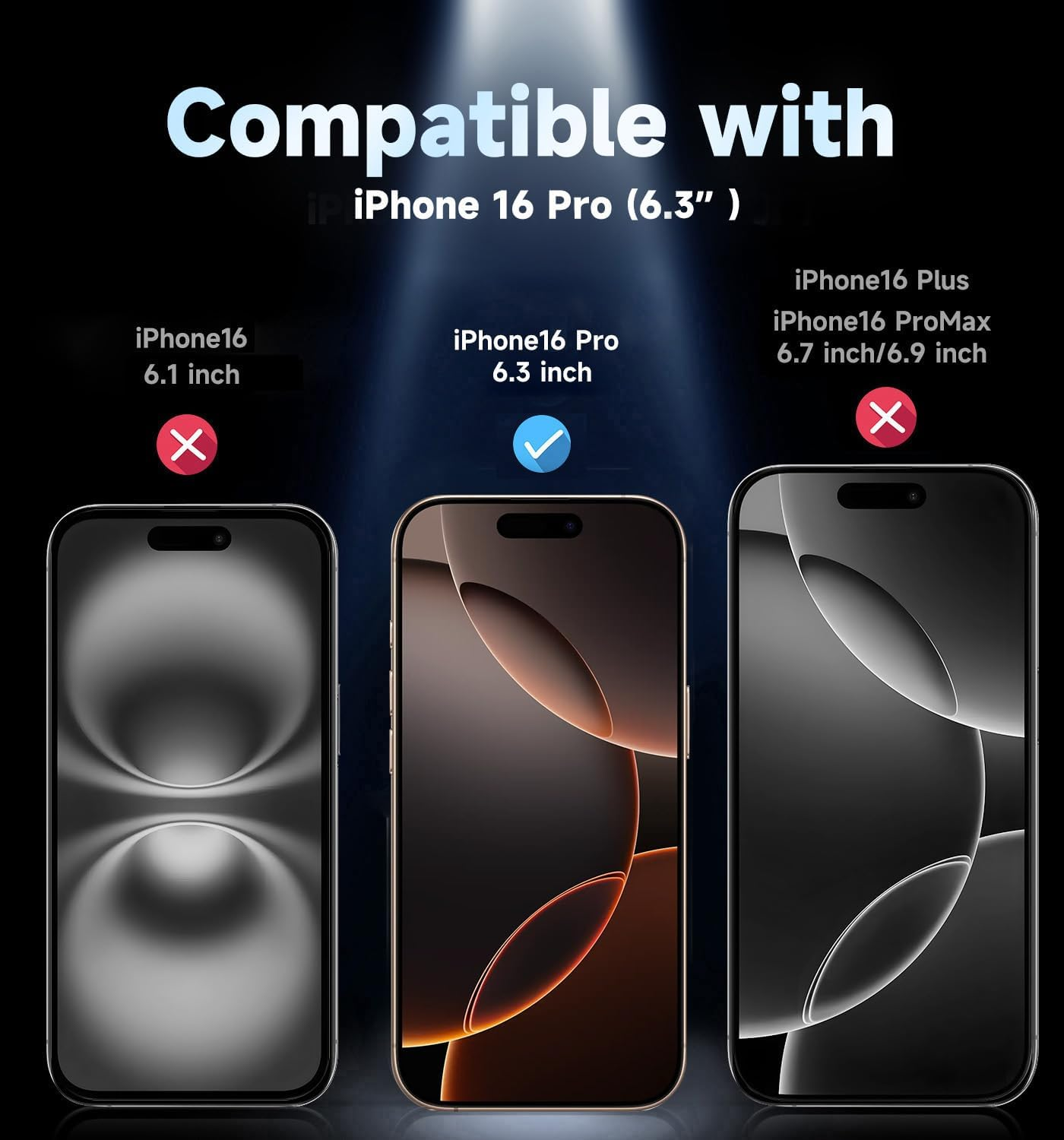 MAGIC JOHN 2 Pack for Iphone 16 Pro 6.3 Inch Tempered Glass Screen Protector, Auto Dust-Elimination, Bubble Free, HD Clear, Easy Installation image number 5