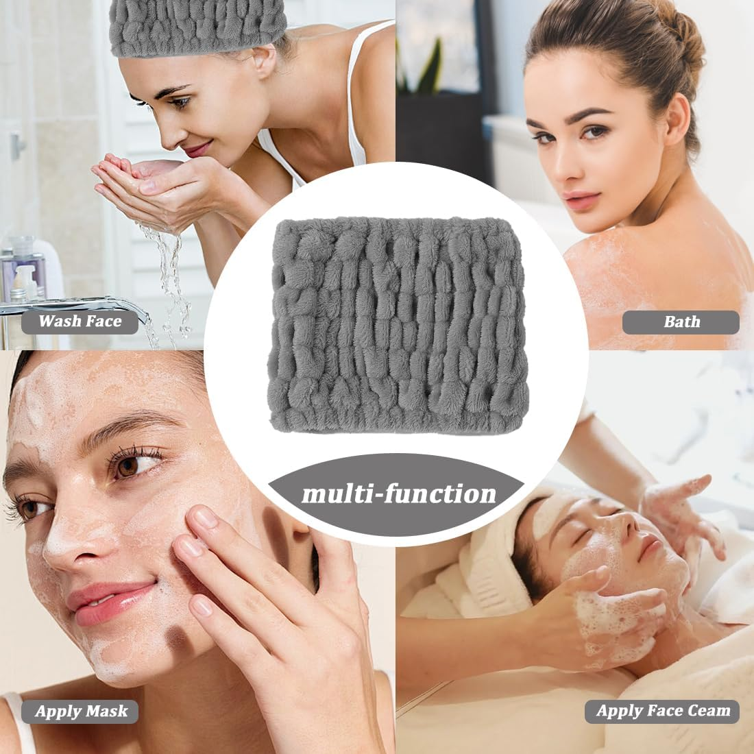 Face Headband, 1 Piece, Women'S Face Wash Hair Band, Elastic Headband, for Make-Up and Face Washing, Terry Cloth Hair Band for Yoga, Sports, Shower, Elastic Face Head Wrap for Girls image number 4