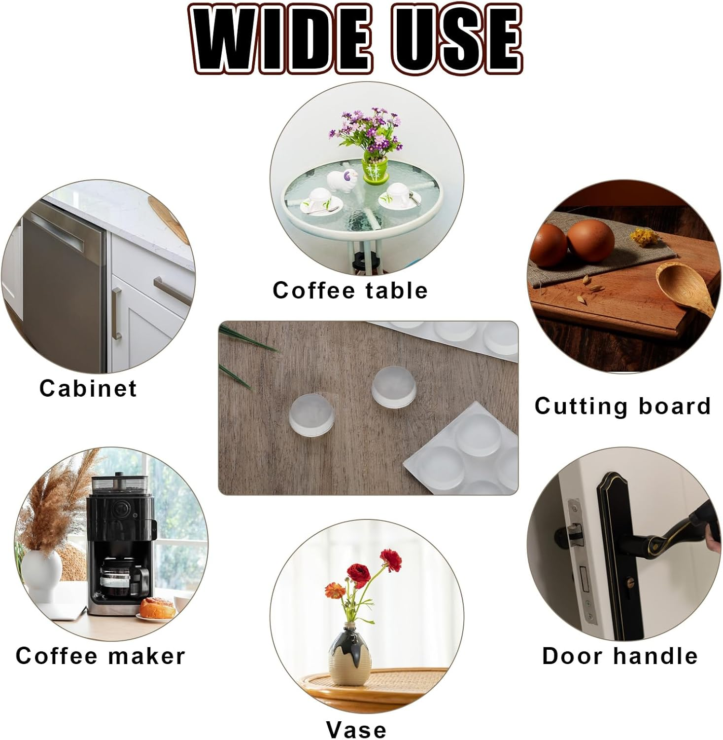 24 Pack Glass Feet Pads for Table anti Slip Pads 20Mm*5Mm Clear Self Adhesive round Rubber Feet Bumpers Glass Table Top Grippers for Drawer Cabinet image number 1