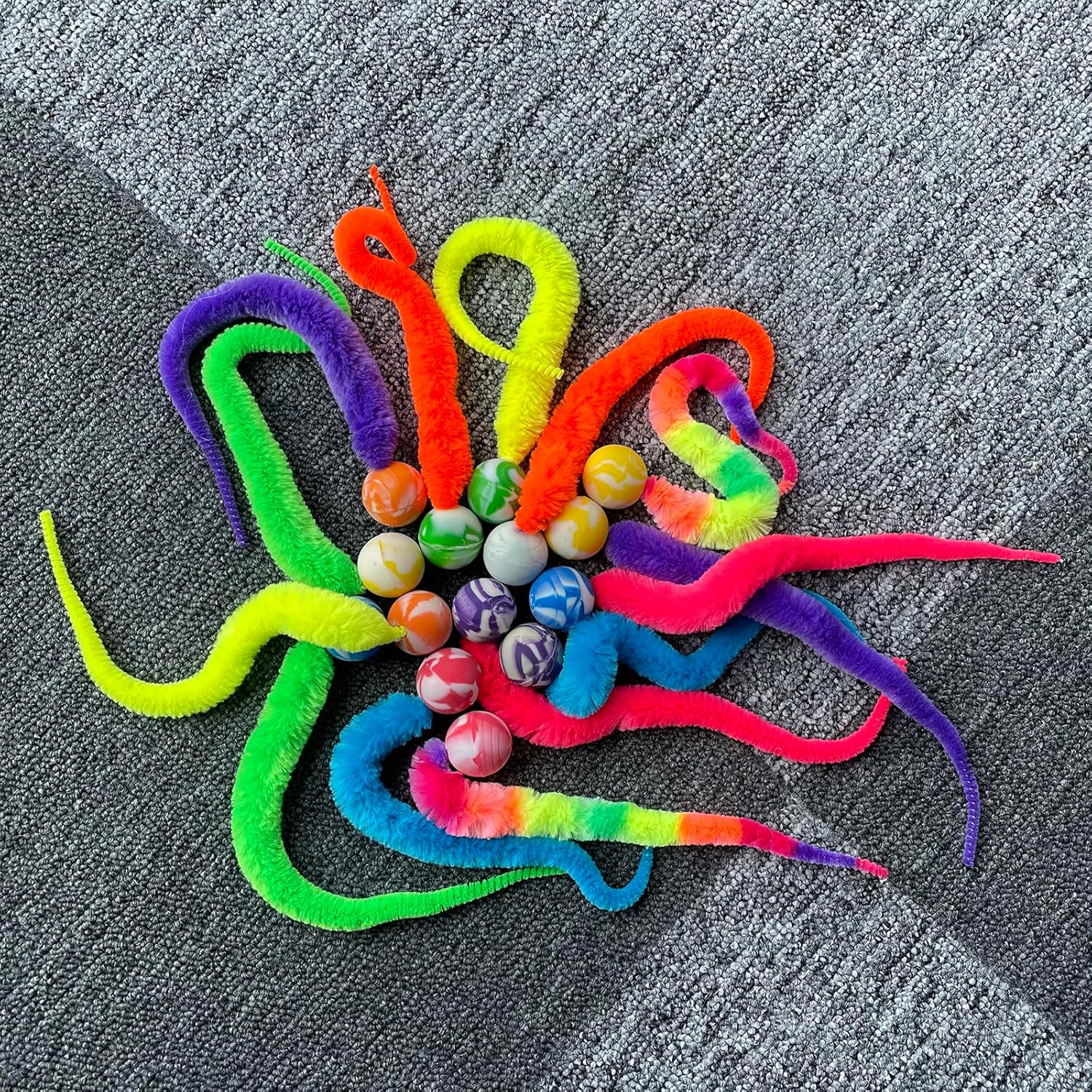 Acceleah Cat Worm Toy Refills - Assorted Teaser Wand Toys with Bell (14 Pcs) image number 6