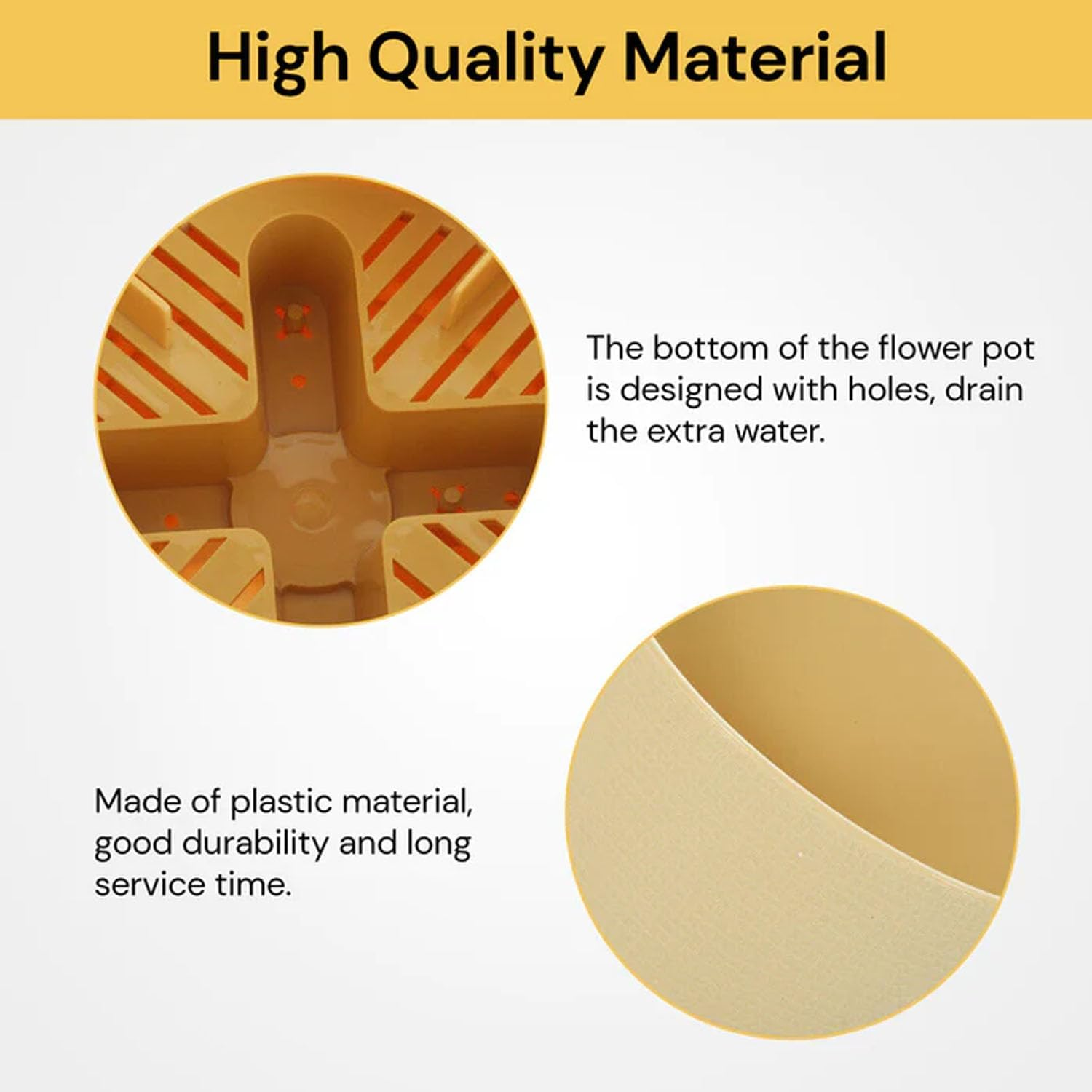 EZONEDEAL Indoor Self-Watering Planters, Planter Pots Indoor Self-Watering Planters with Drainage Holes & Saucers, Plastic Flower Pots, Nursery Planting Pots for Indoor Outdoor Plants (Grey) - Beige image number 2