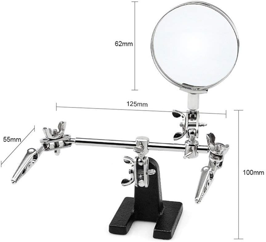 Helping Hands Magnifier Stand with Dual Alligator Clips Adjustable &ndash; FEITA 5X Magnifying Glass Perfect for Soldering, Crafting, Hobby, Micro Objects image number 1