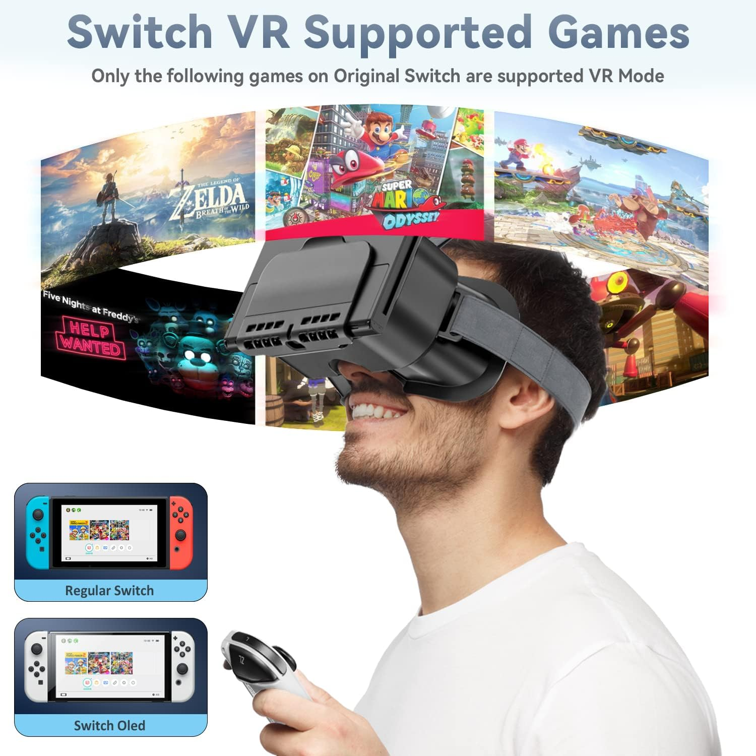 Switch VR Headset Designed for Switch & Switch OLED, Switch Virtual Reality Headset with Adjustable High-Definition Lens, Swith VR Goggles with 3D Glasses, Labo VR Kit for Switch Accessories, Black image number 4