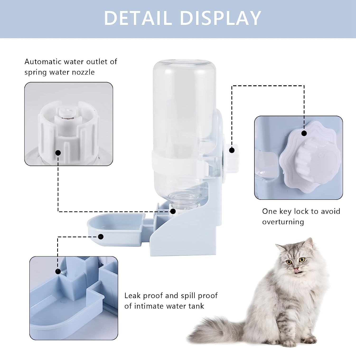 YUPVM 500ML Pet Parrots Birds Drinker Rabbit Drinking Water Feeder Bowl Dog Cage Hanging Water Dispenser Device image number 2