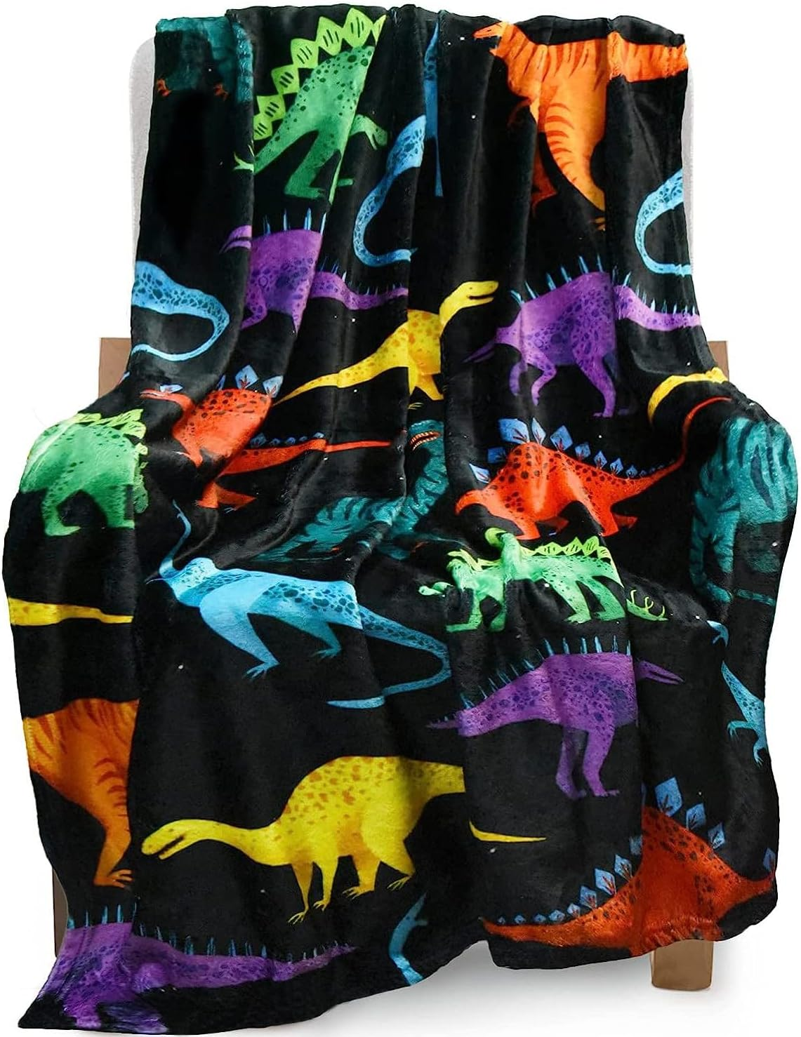 Kids Dinosaur Throw Blanket for Boys Girls, Cute Dinosaurs Blanket for Sofa Bedroom Living Room - 40X50 Inches Black Blanket Dino Perfect Kids Gifts for Boys Girls Christmas Birthday Gift