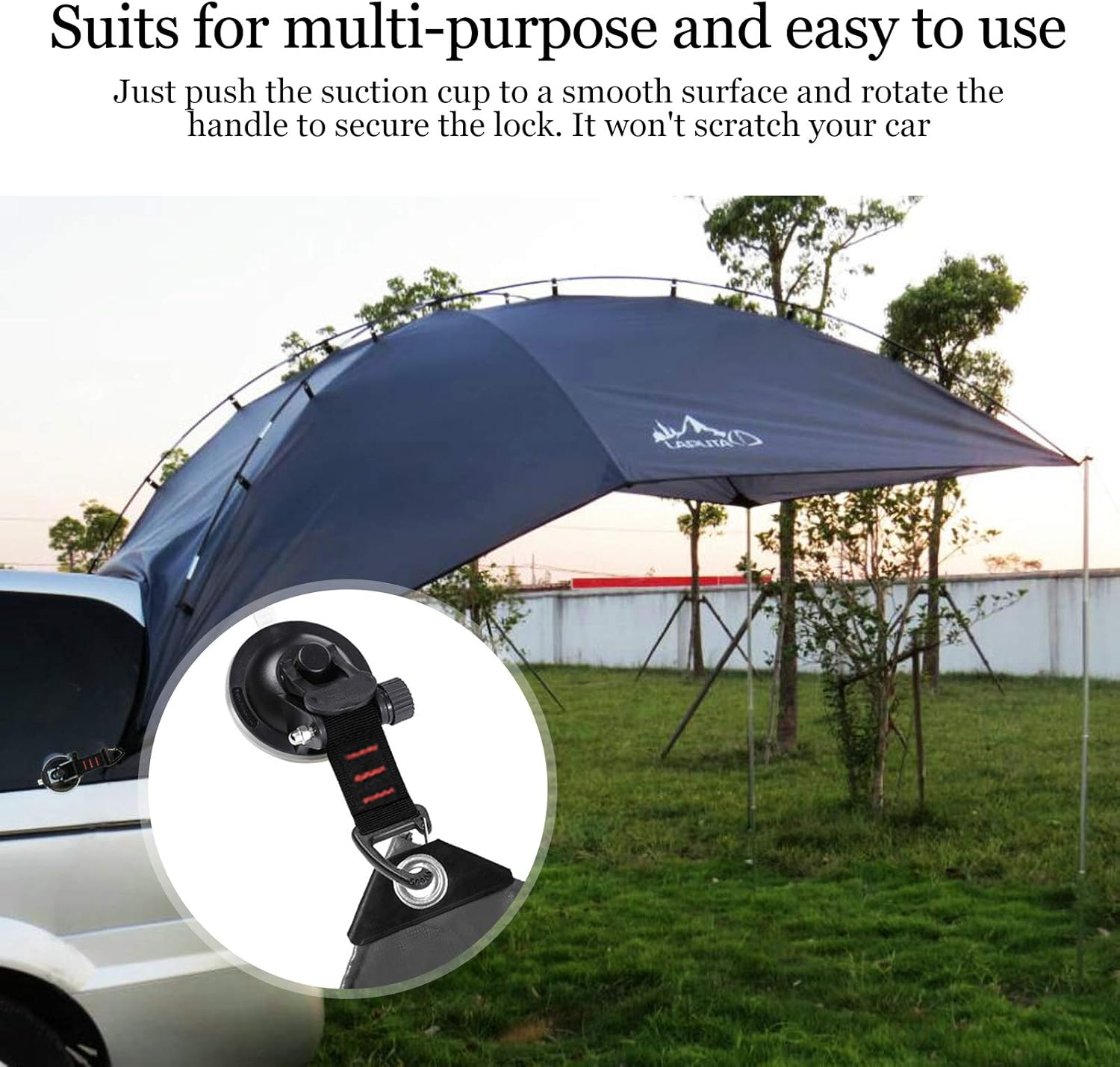 CONBOLA Heavy Duty Suction Cups 4 Pieces with Hooks Upgraded Car Camping Tie down Suction Cup, Tarp Accessory with Securing Hook Strong Power for Awning Boat and Trap.(4 Pcs) image number 5