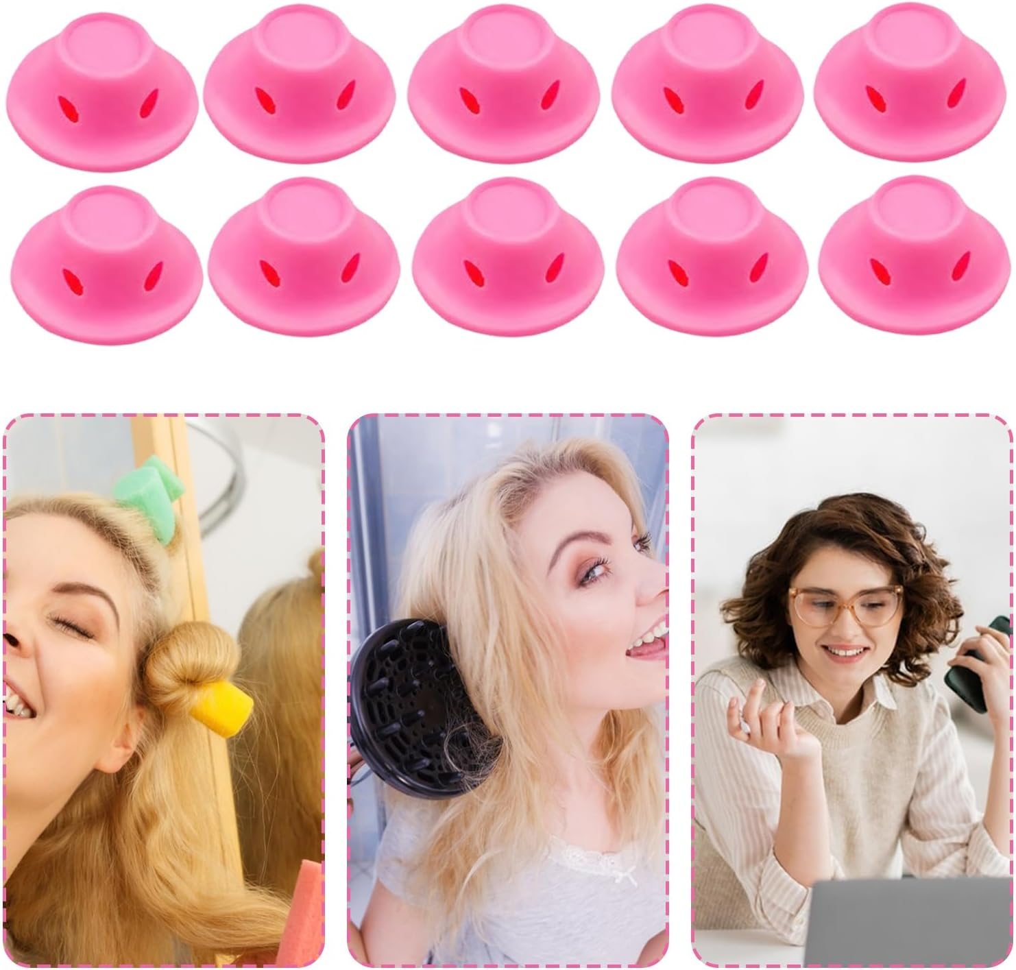 Reusable Long Hair Curlers - Nomadic Curls Women and Girls | No Heat | No Clip | No Heat | Curling Iron without Heat | Set of 10 Cold Hair Styling Accessories for Night image number 1