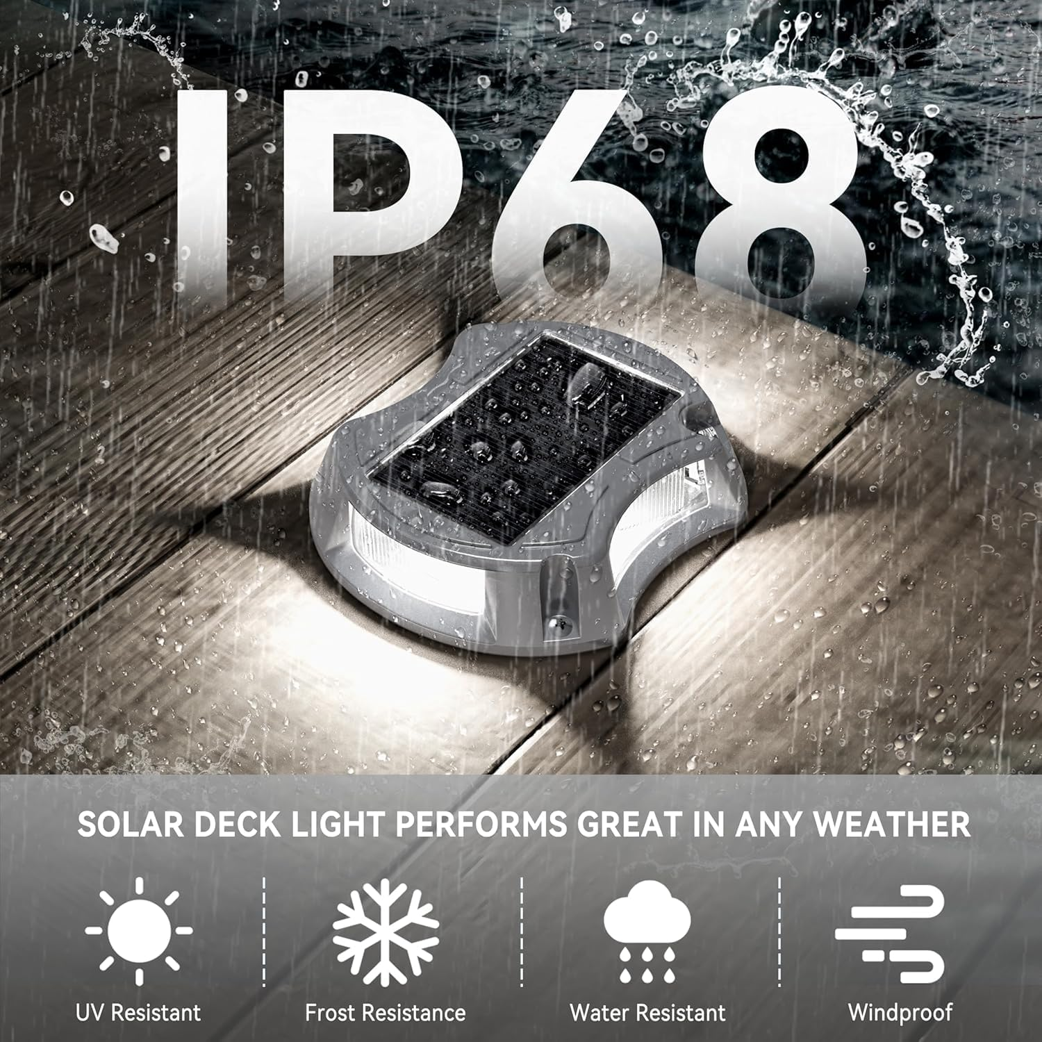 4Pack Solar Driveway Lights, Aluminum Alloy Solar Deck Light,Ip68 Outdoor Waterproof Marine Dock Lights, Multi-Color Wireless Light for Garden Path and Walkway[Rgb/Fix-Color/Strobe] image number 5