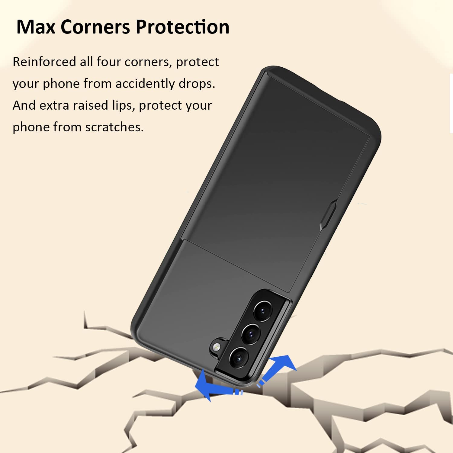 For Galaxy S23 Case with Credit Card Holder, Areaphmet Wallet Case Slide Cover Dual Layer Hard PC Rubber Cover Phone Case for Samsung Galaxy S23 5G 6.1'' 2023 Black image number 1