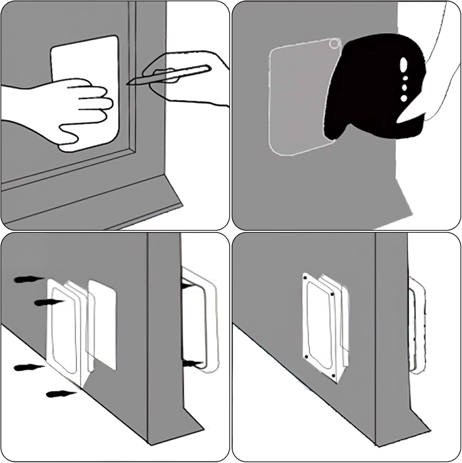 Cat Door, Cat Flap with 4-Way Lock, Easy Installation Safety Pet Door, Weatherproof Cat Door, Cat Flap Door, Pet Flap (20 Cm X 22 Cm Flap) image number 2