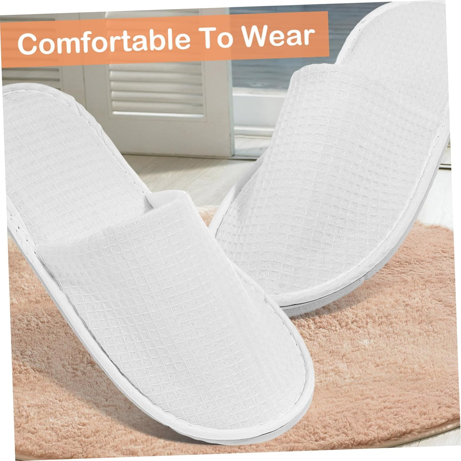 VICASKY 4Pairs Disposable Slippers for Guests Hotel Spa Use Comfortable Cotton Hygroscopic Breathable Footwear for Home Parties and Travel image number 5