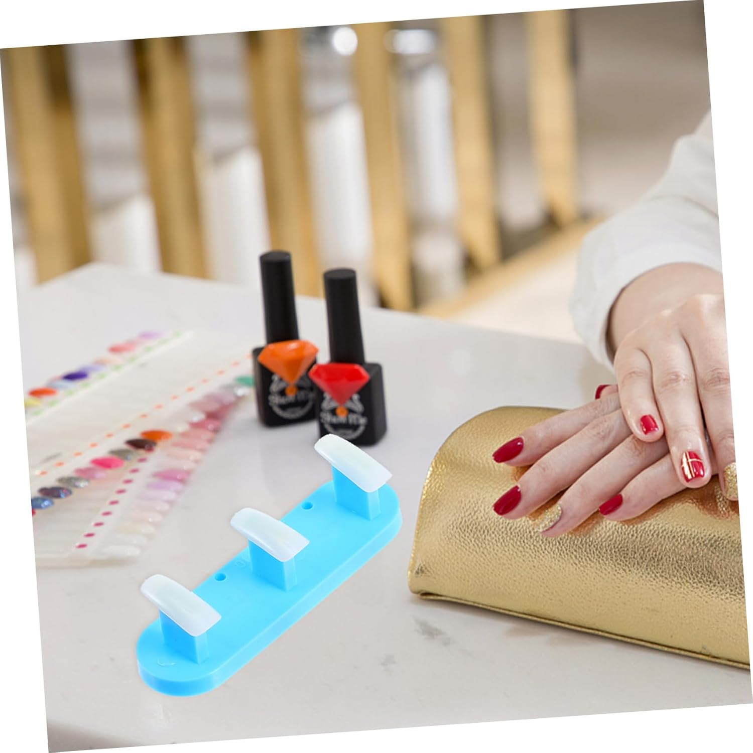 Baluue 9Pcs Nail Art Practice Stands Display Holder with Fake Nail Tips for Manicure Training at Home Salon Stable Base For image number 5