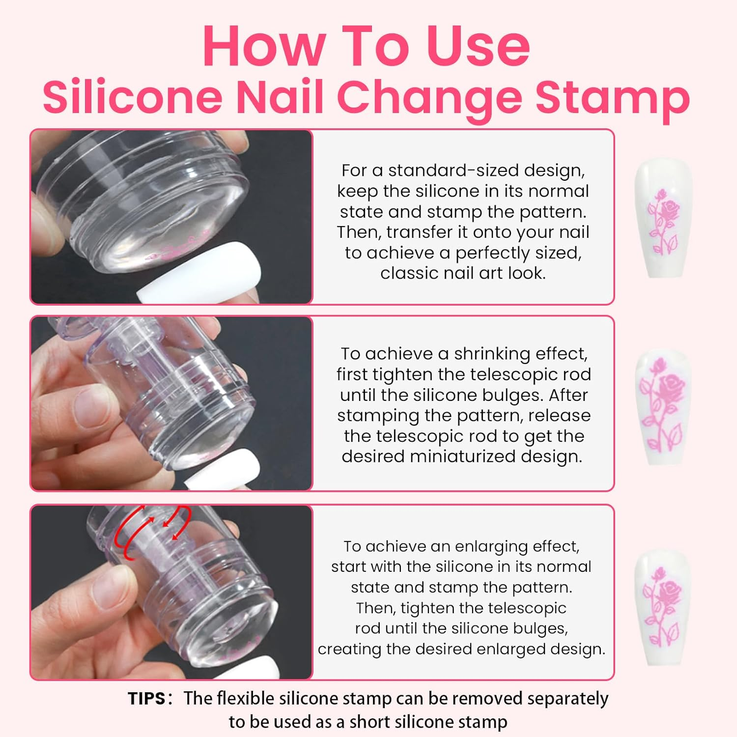 Esuohym 6PCS French Tip Nail Stamp Art Kit Clear Silicone Nail Jelly Stamper with Scrapers Polish French Manicure Stamping Set for Women Diy Artists Salon image number 3