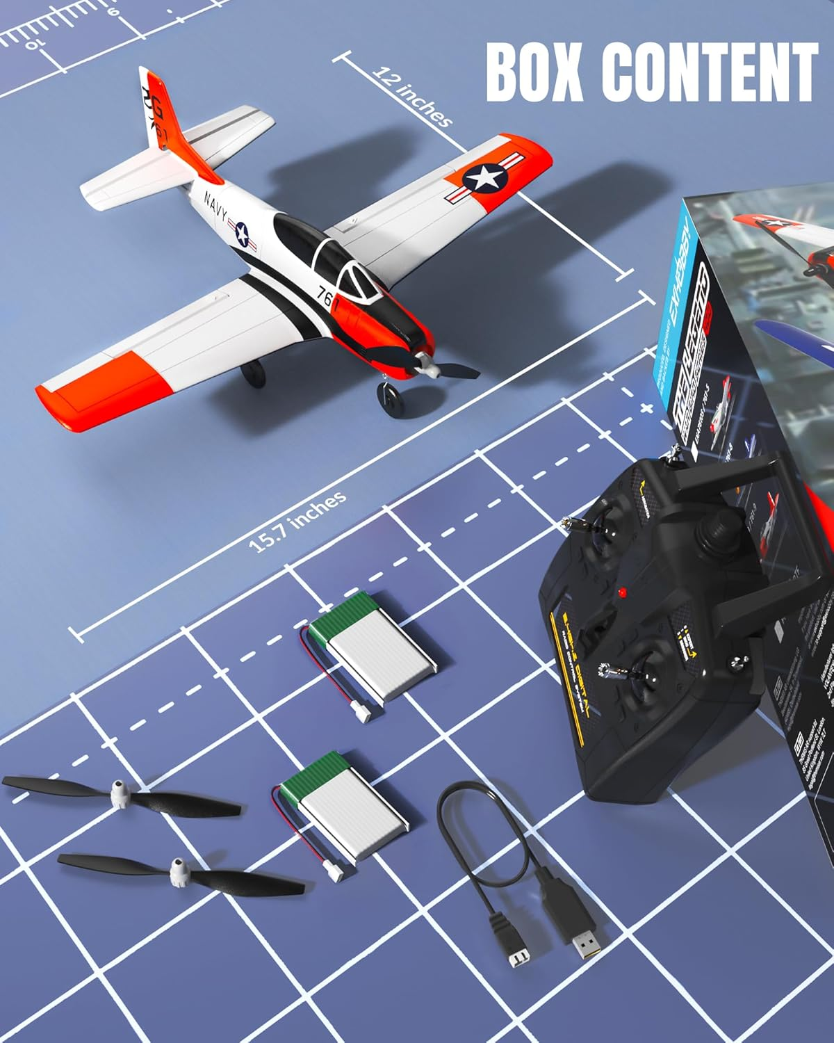 VOLANTEXRC Remote Control Airplane 2.4Ghz 4CH with Aileron T28 Trojan Parkflyer RC Plane Ready to Fly with Xpilot Stabilization System, One-Key Aerobatic Perfect for Beginner (761-9 RTF) image number 3