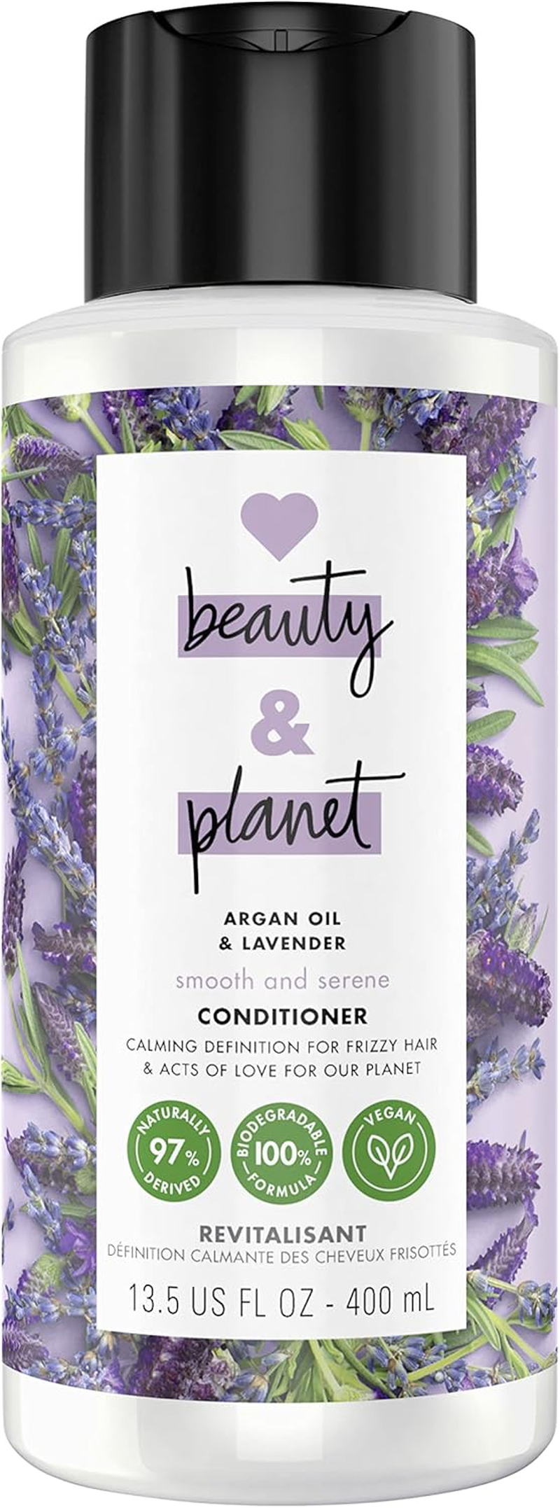 Love Beauty and Planet Smooth & Serene Biodegradable Conditioner for Frizz Control - Argan Oil & Lavender, Vegan, 0% Silicones, Parabens, and Dyes - 13.5 Oz image number 2